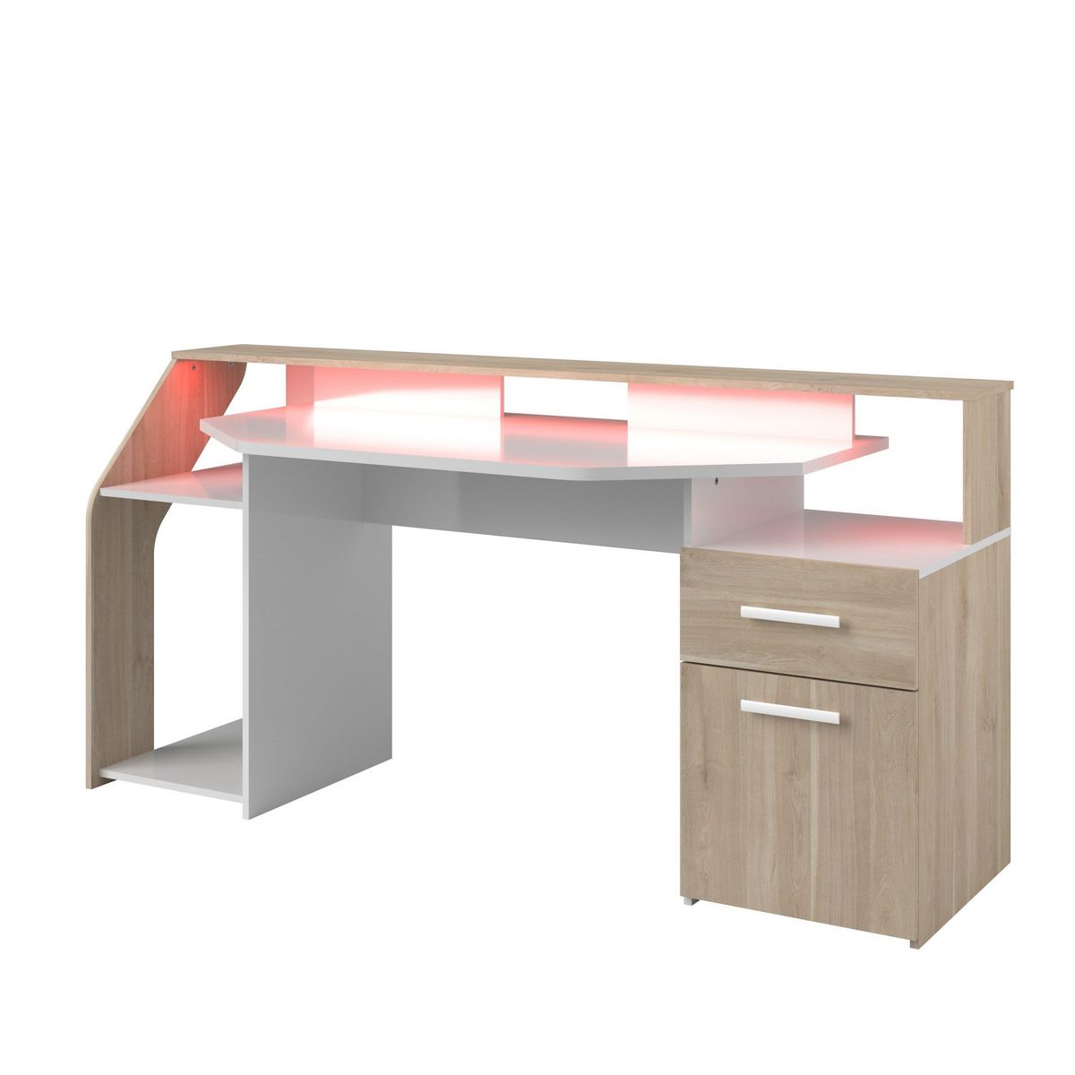 Bureau droit 1 tiroir 1 porte L178 cm SILVER