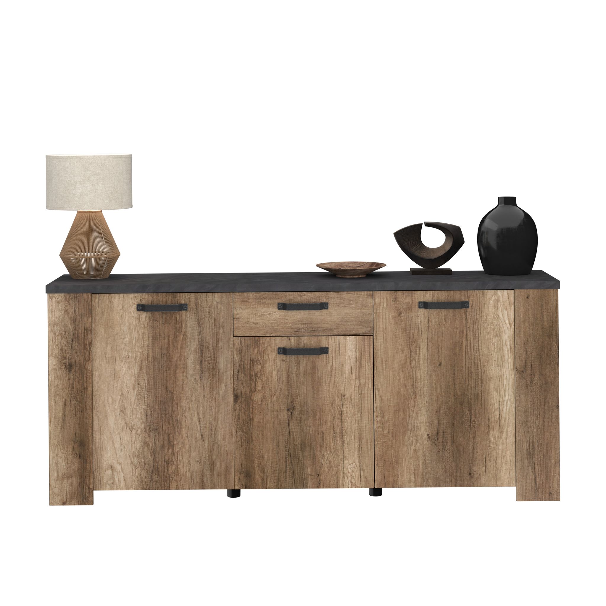 Voir la diapositive 7 : Buffet 3 portes et 1 tiroir L182 cm TORSTEN