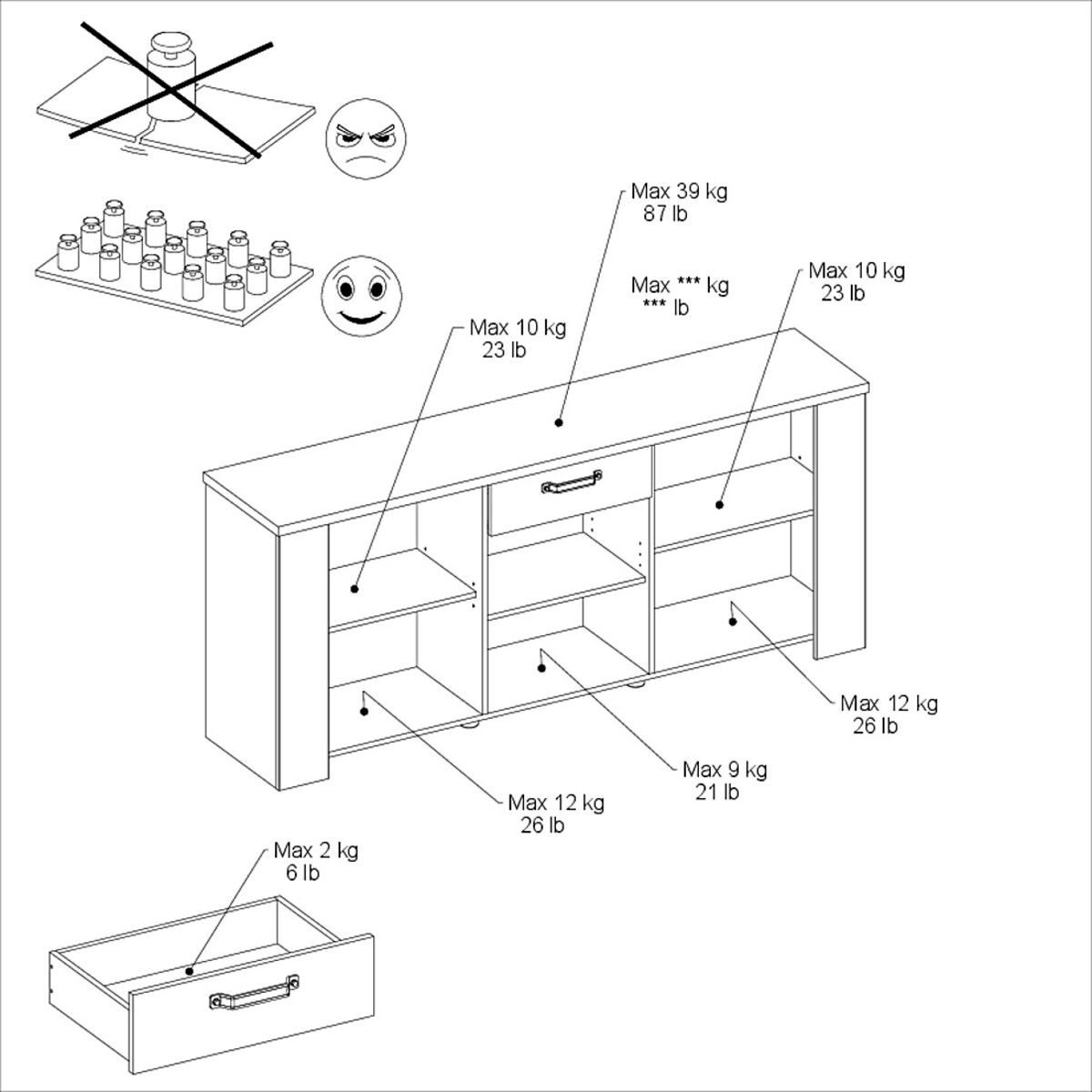 Buffet 3 portes et 1 tiroir L182 cm TORSTEN