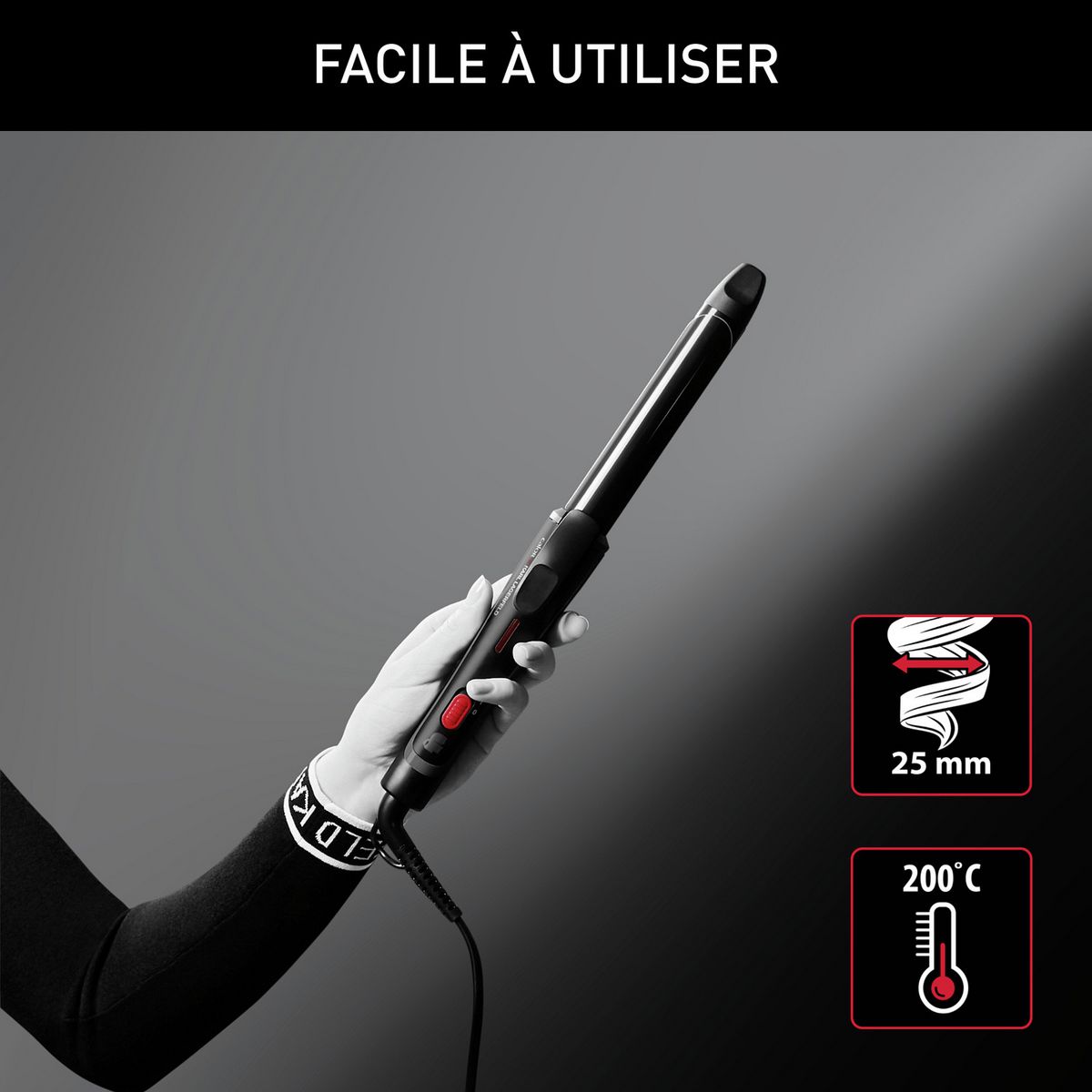 CALOR Fer à boucler Karl Lagerfeld CF321LC0 - Noir