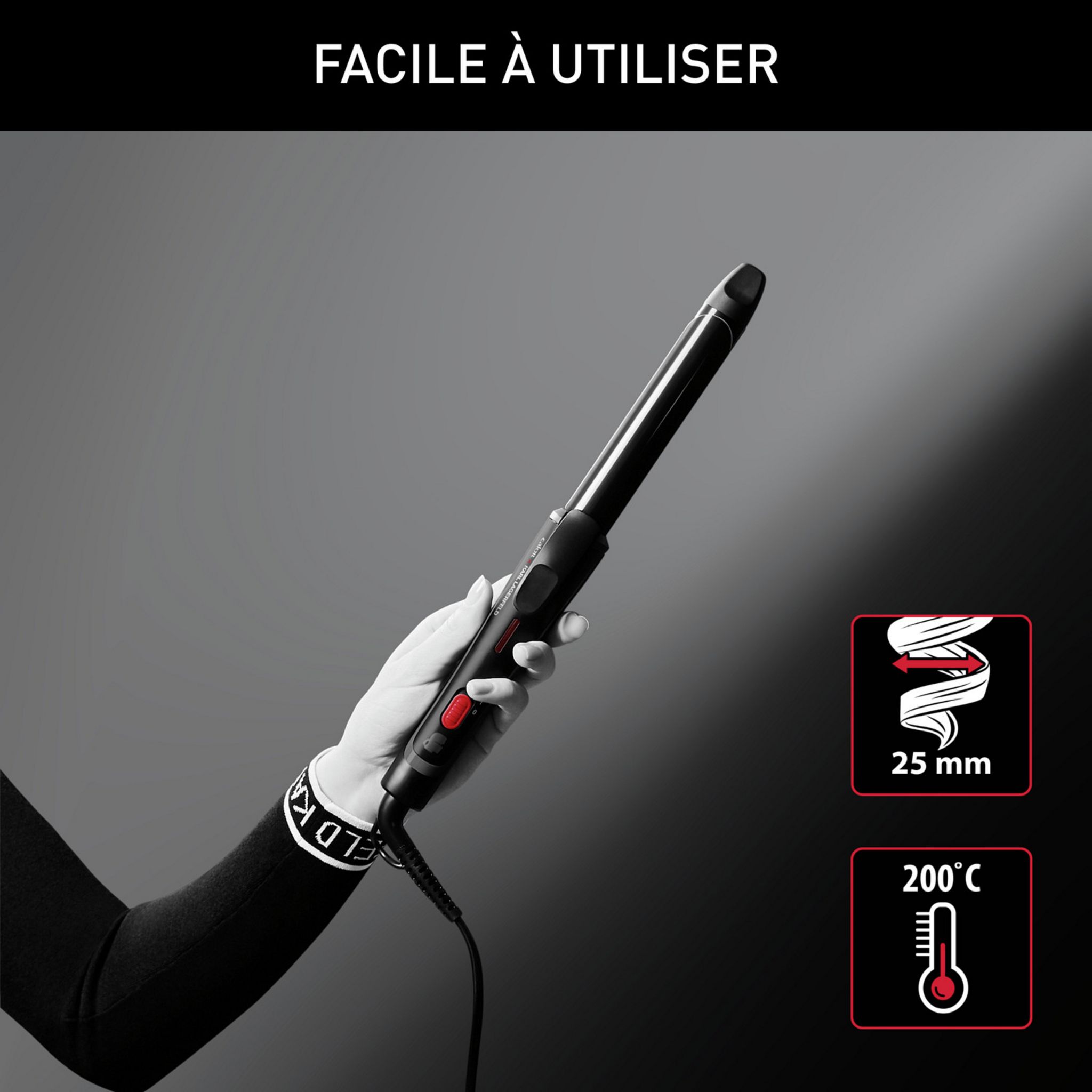 Voir la diapositive 5 : CALOR Fer à boucler Karl Lagerfeld CF321LC0 - Noir