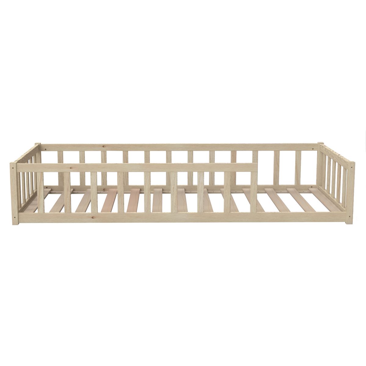 Lit 90 x 190 cm avec barrière + sommier / Naturel MARIO