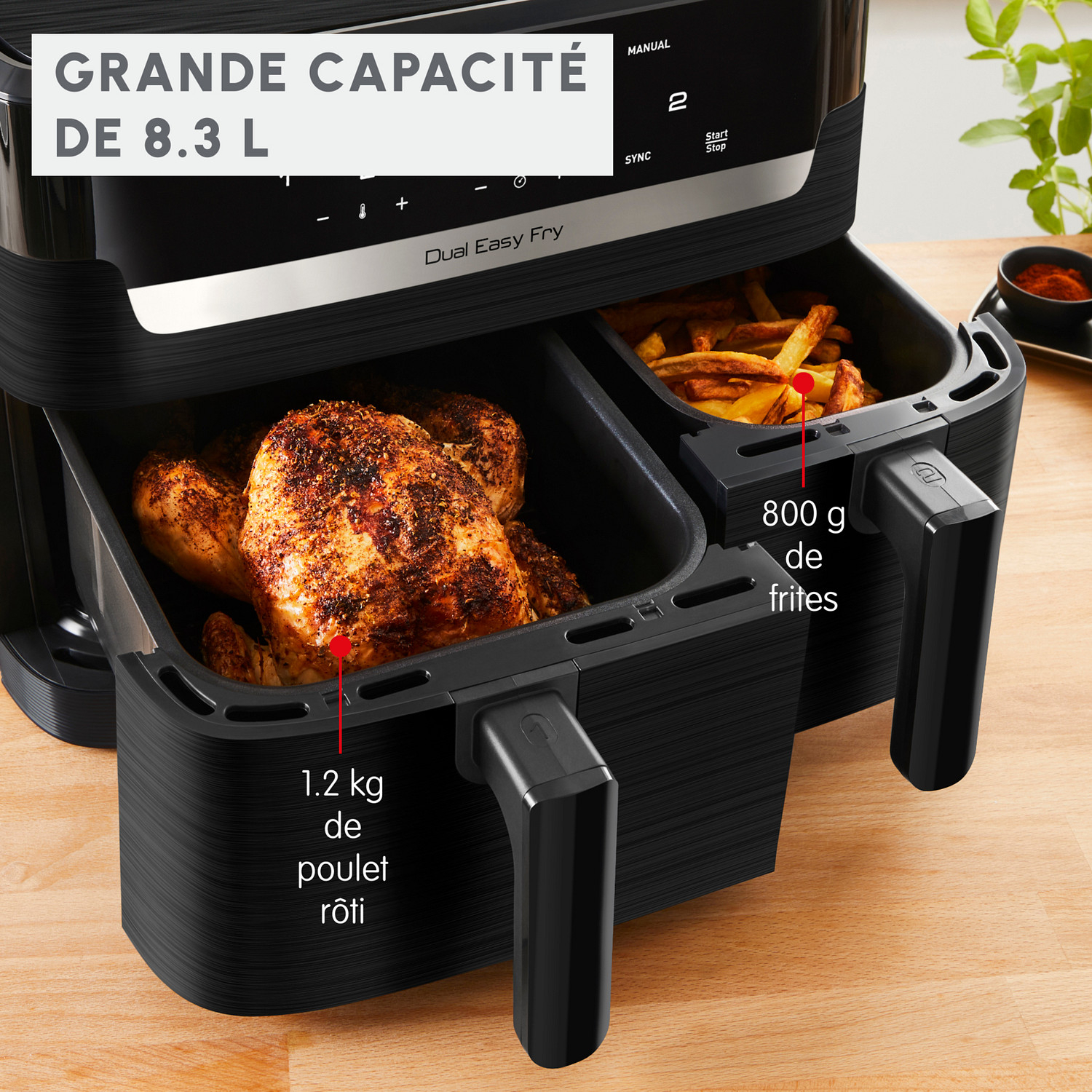 Voir la diapositive 3 : MOULINEX Friteuse électrique sans huile à air chaud Easy Fry EZ901H20 - Gris