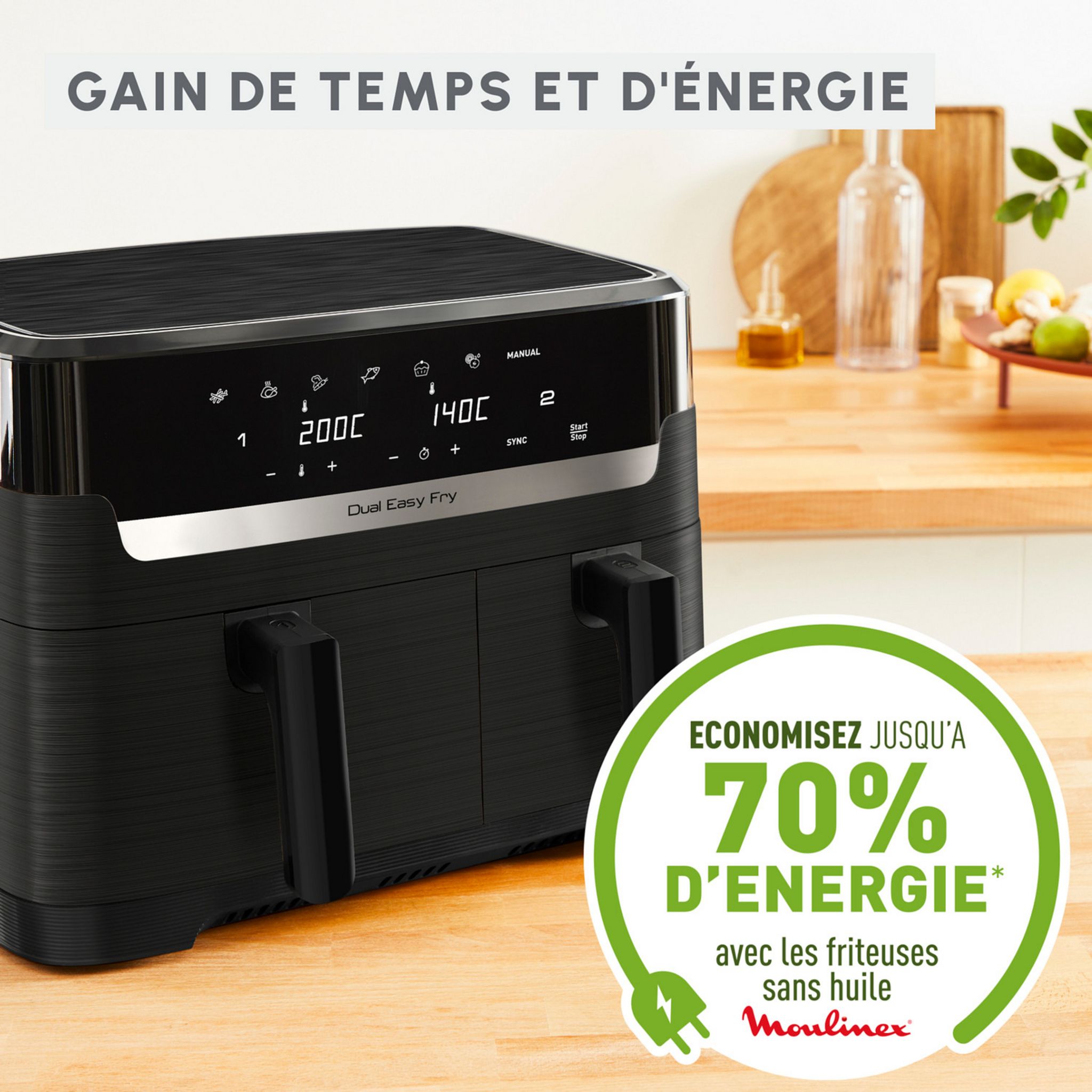 Voir la diapositive 5 : MOULINEX Friteuse électrique sans huile à air chaud Easy Fry EZ901H20 - Gris