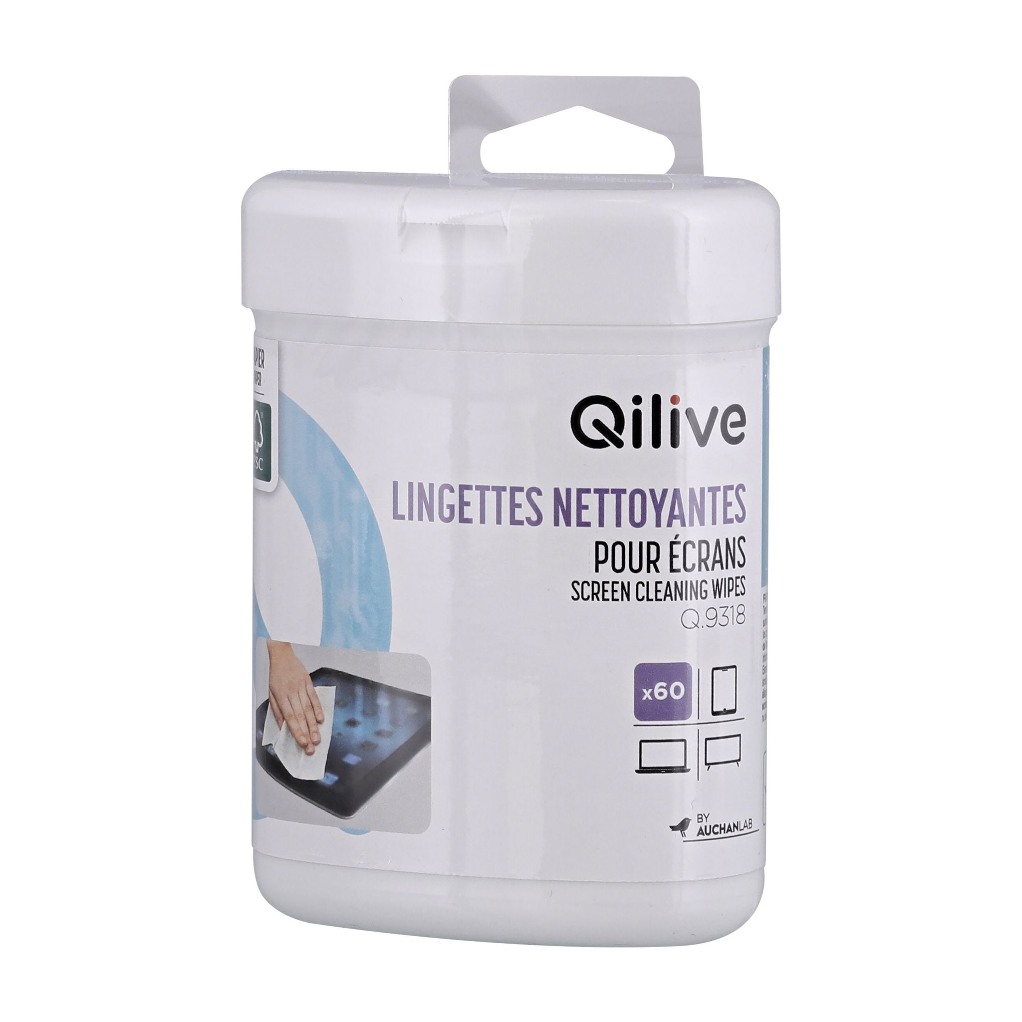 Voir la diapositive 2 : QILIVE Lingettes pour écran x60