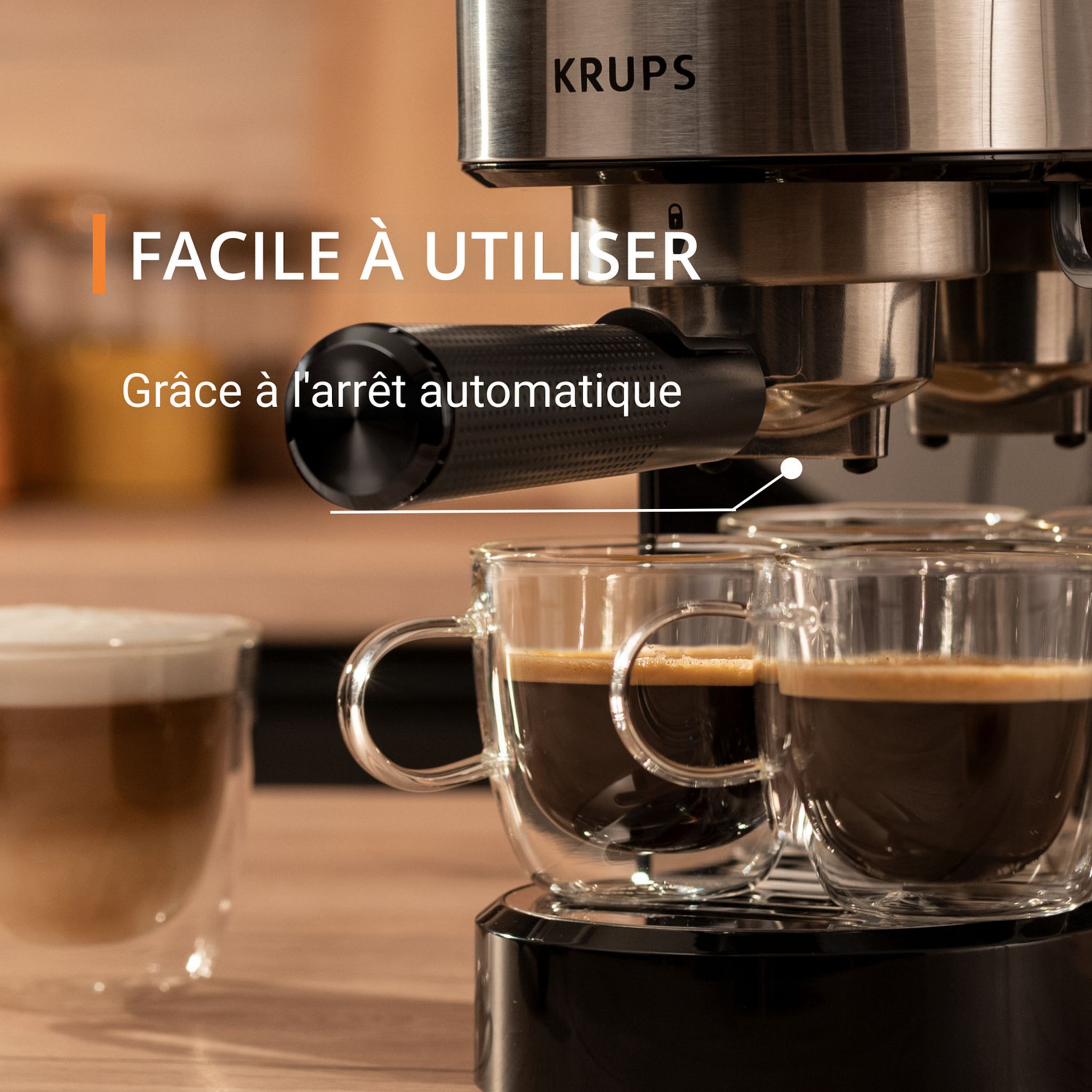Voir la diapositive 3 : KRUPS Cafetière expresso manuelle XP441810 - Noir