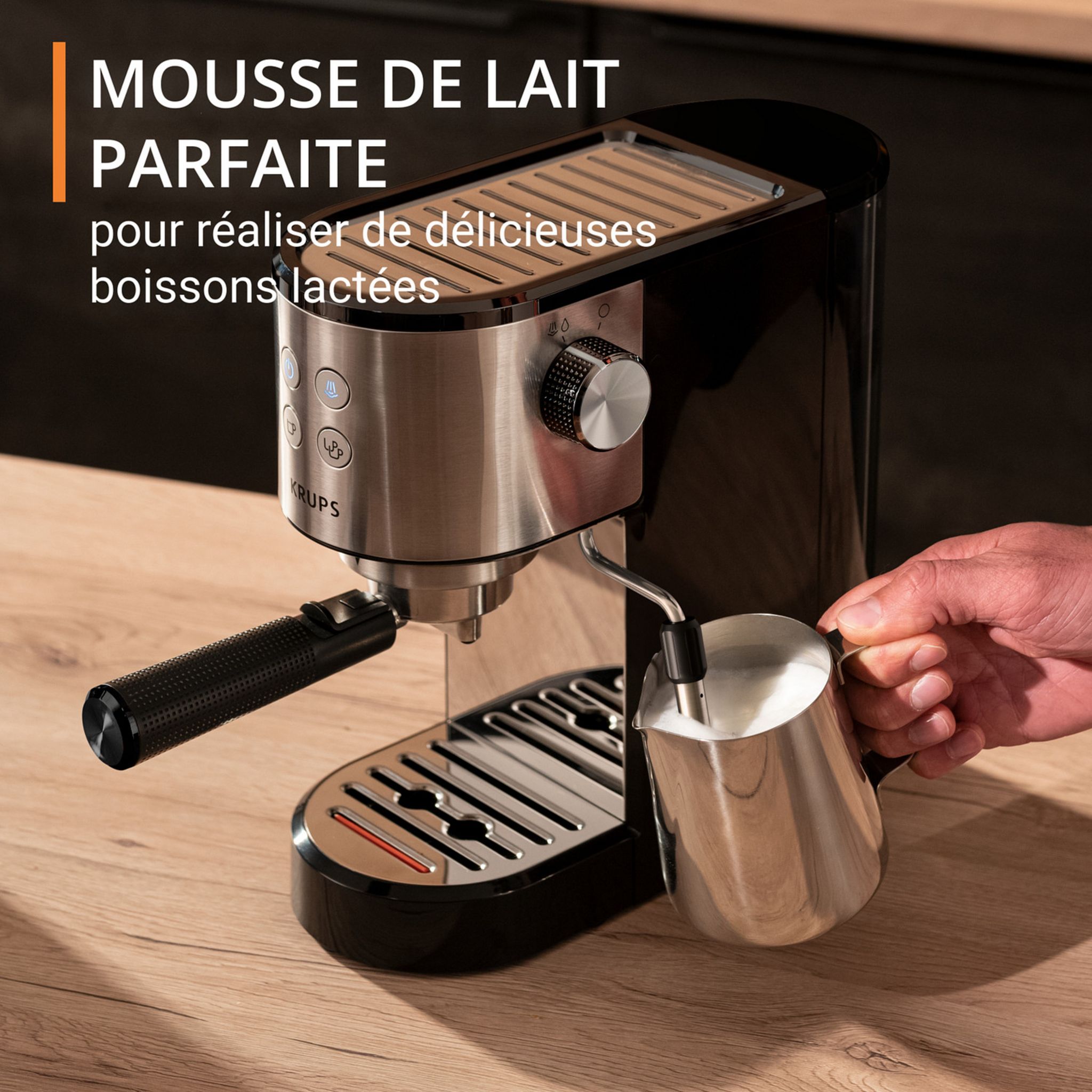 Voir la diapositive 4 : KRUPS Cafetière expresso manuelle XP441810 - Noir