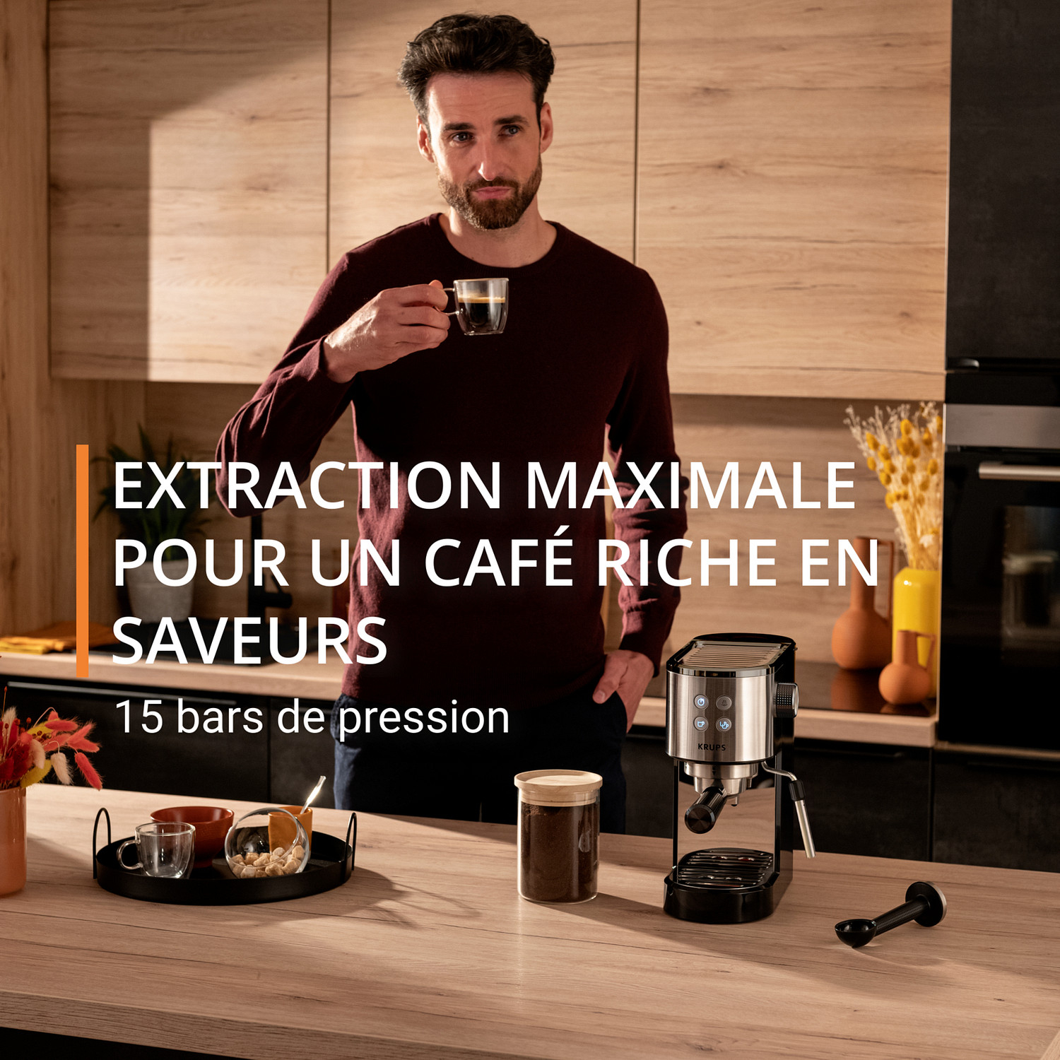 Voir la diapositive 5 : KRUPS Cafetière expresso manuelle XP441810 - Noir