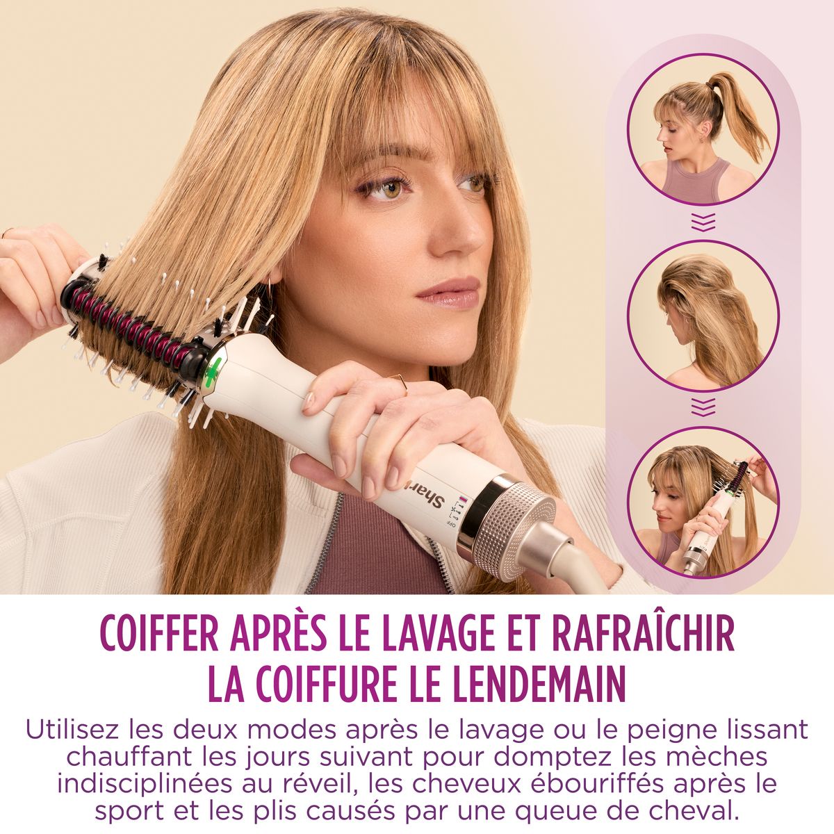 SHARK Brosse chauffante HT202EU - Blanc