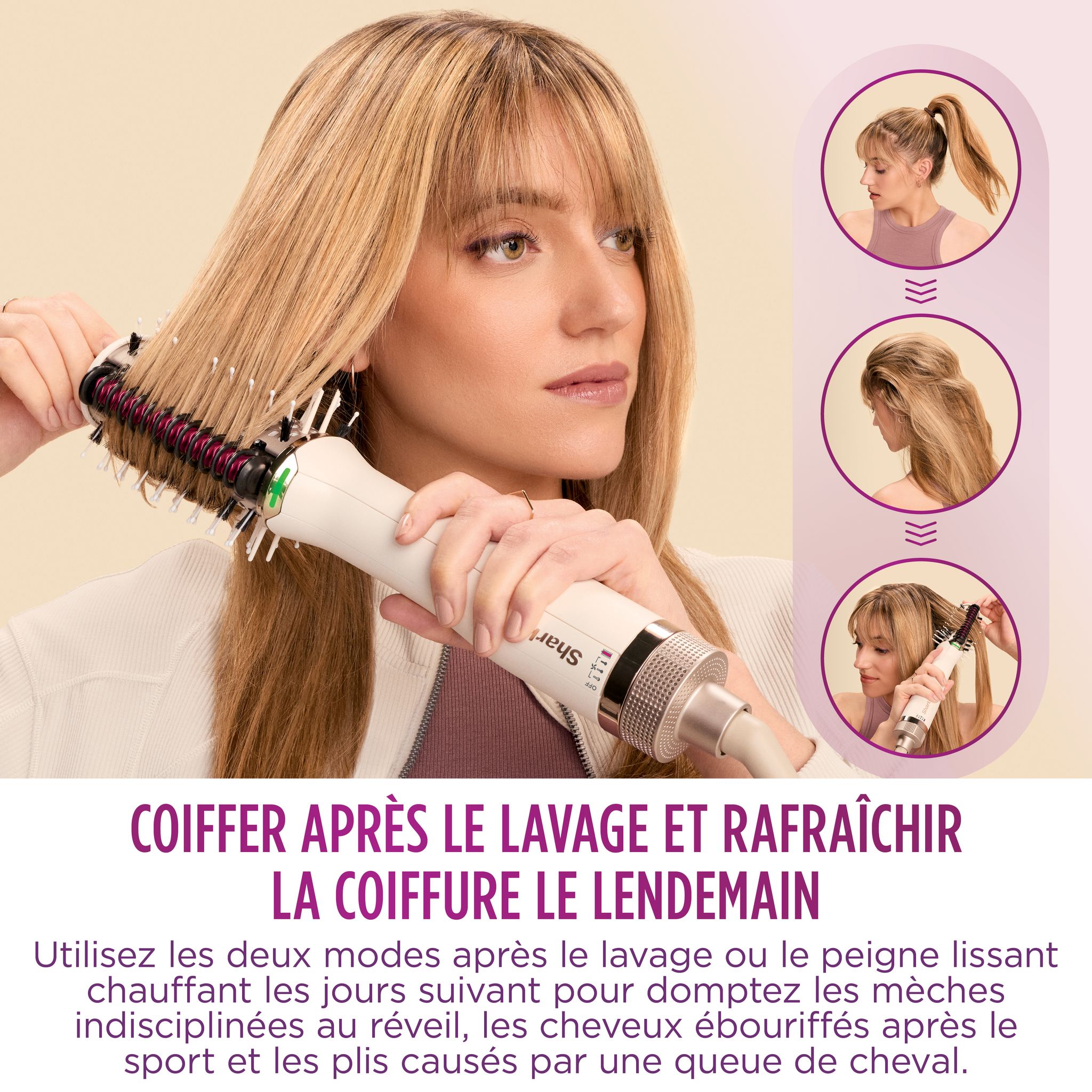 Voir la diapositive 9 : SHARK Brosse chauffante HT202EU - Blanc