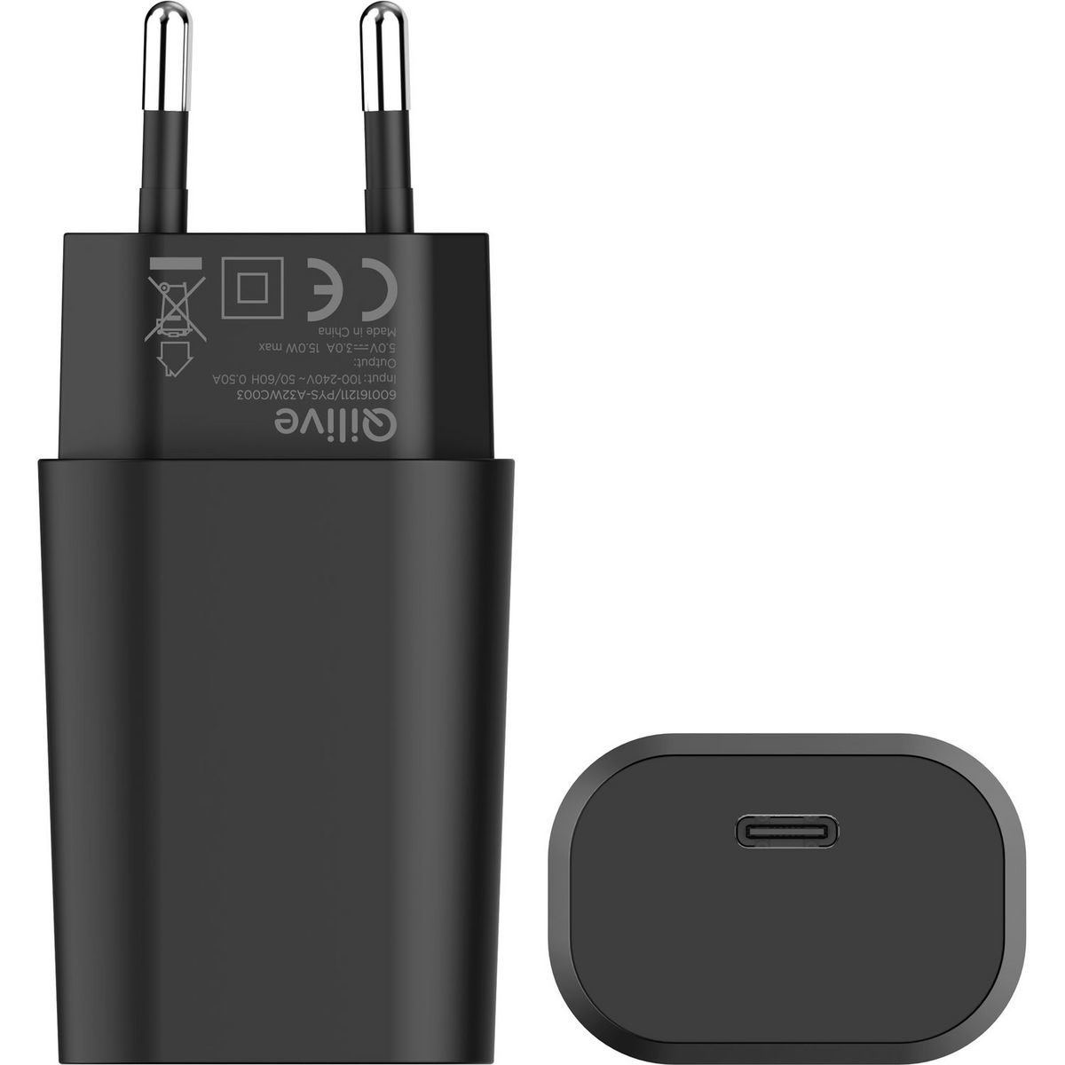 QILIVE Chargeur USB C 15W - Noir