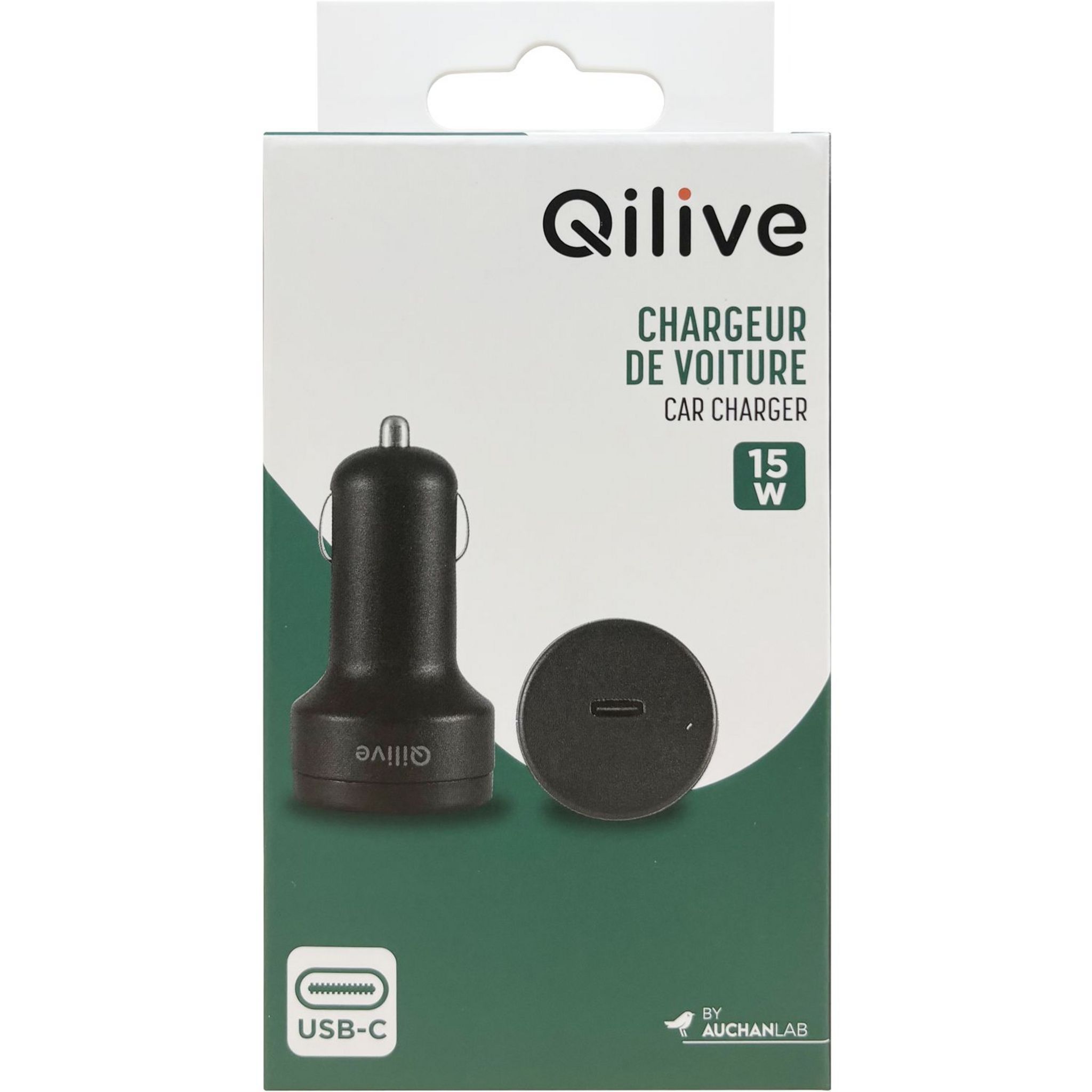 Voir la diapositive 4 : QILIVE Chargeur voiture USB C 15W - Noir
