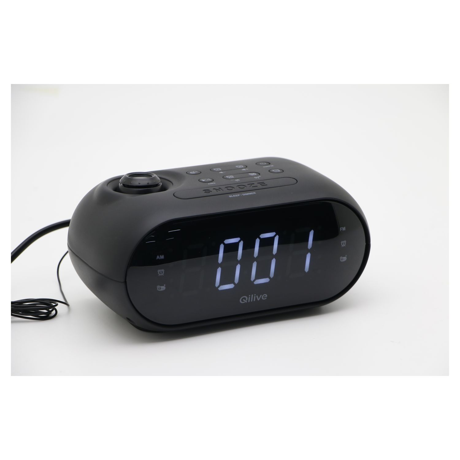 Voir la diapositive 2 : QILIVE Radio réveil projecteur Q1158 - Noir