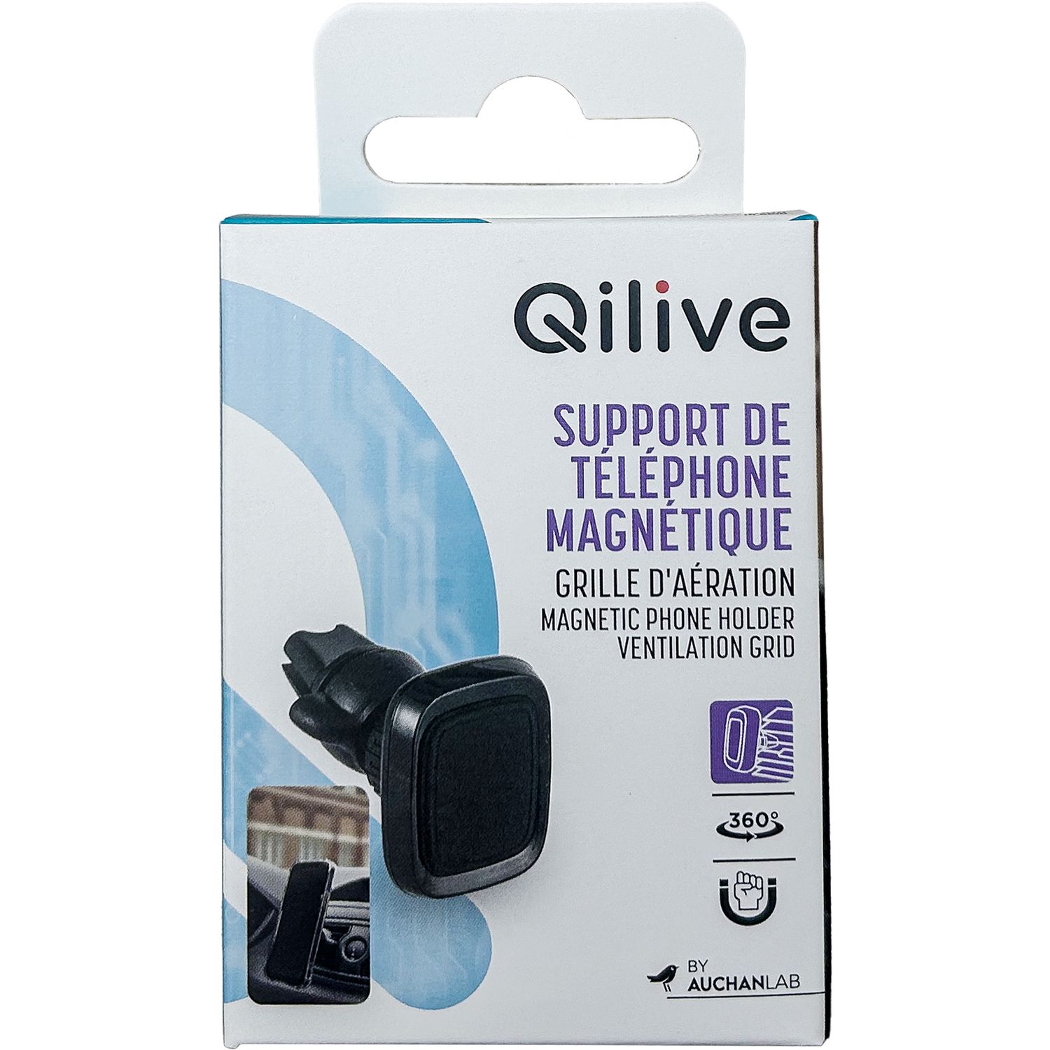 Voir la diapositive 4 : QILIVE Support voiture Magnétique/Grille d'aération