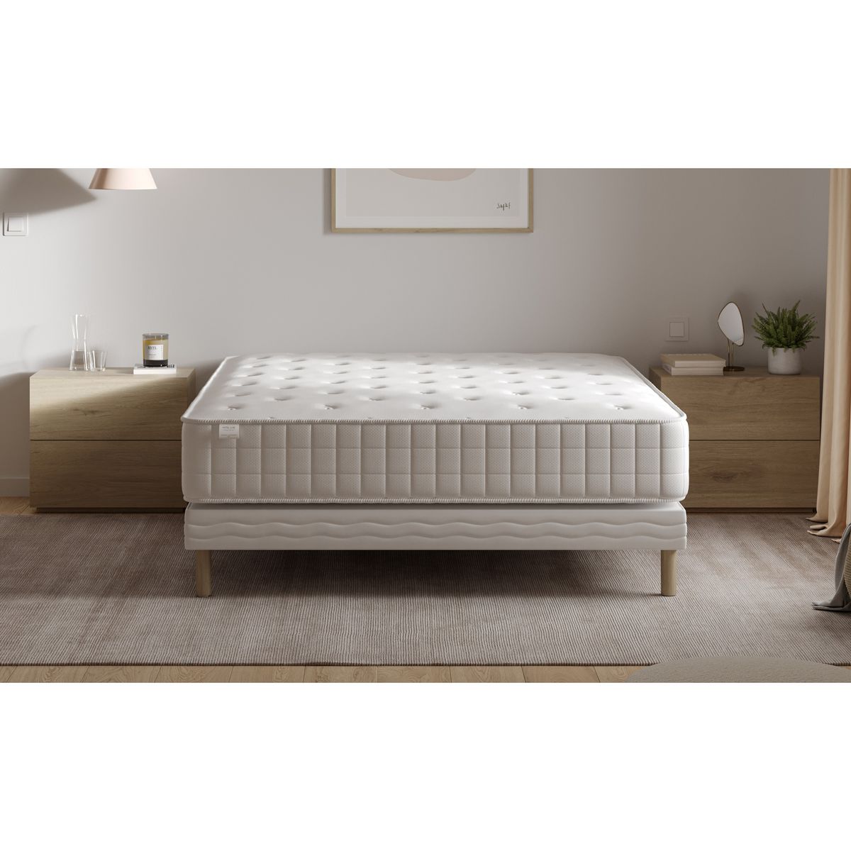 Ensemble Matelas 800 ressorts ensachés 160x200 cm + sommier tapissier HOTEL LUXE