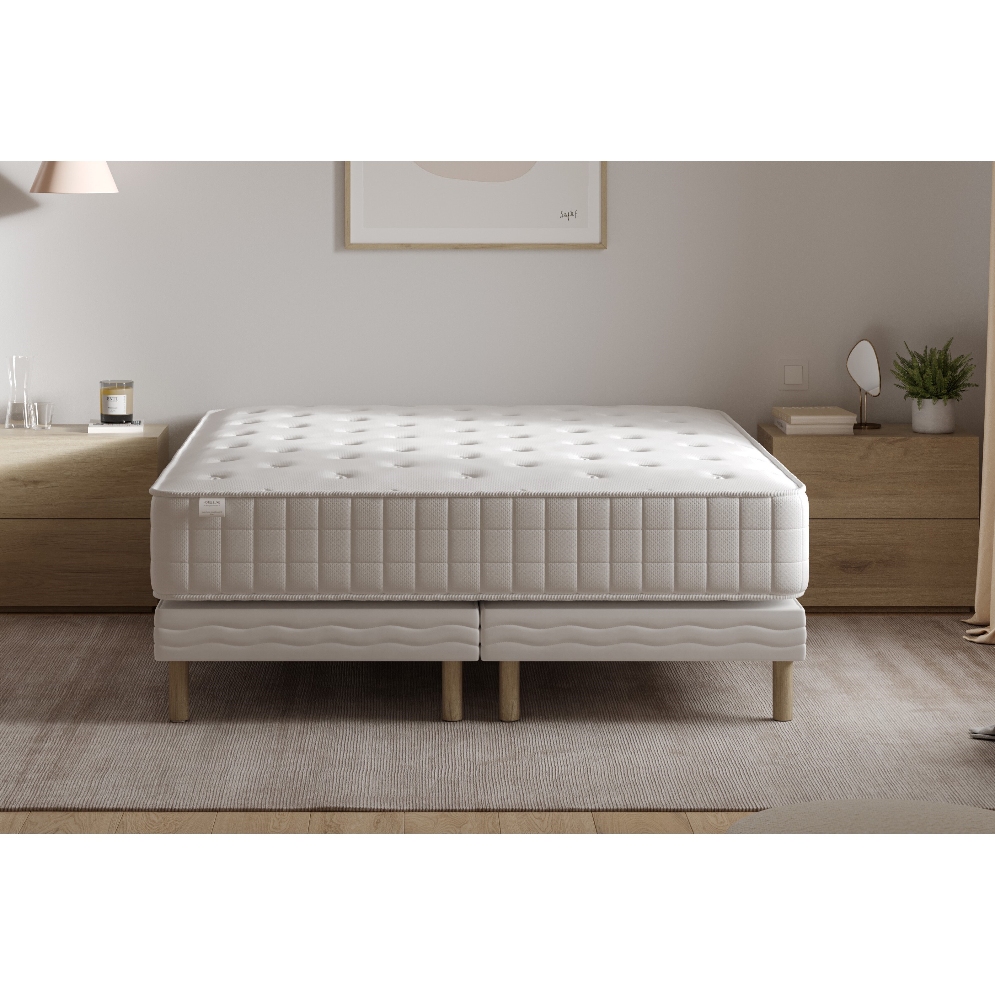 Voir la diapositive 2 : Ensemble Matelas 900 ressorts ensachés 180x200 cm + sommier tapissier HOTEL LUXE