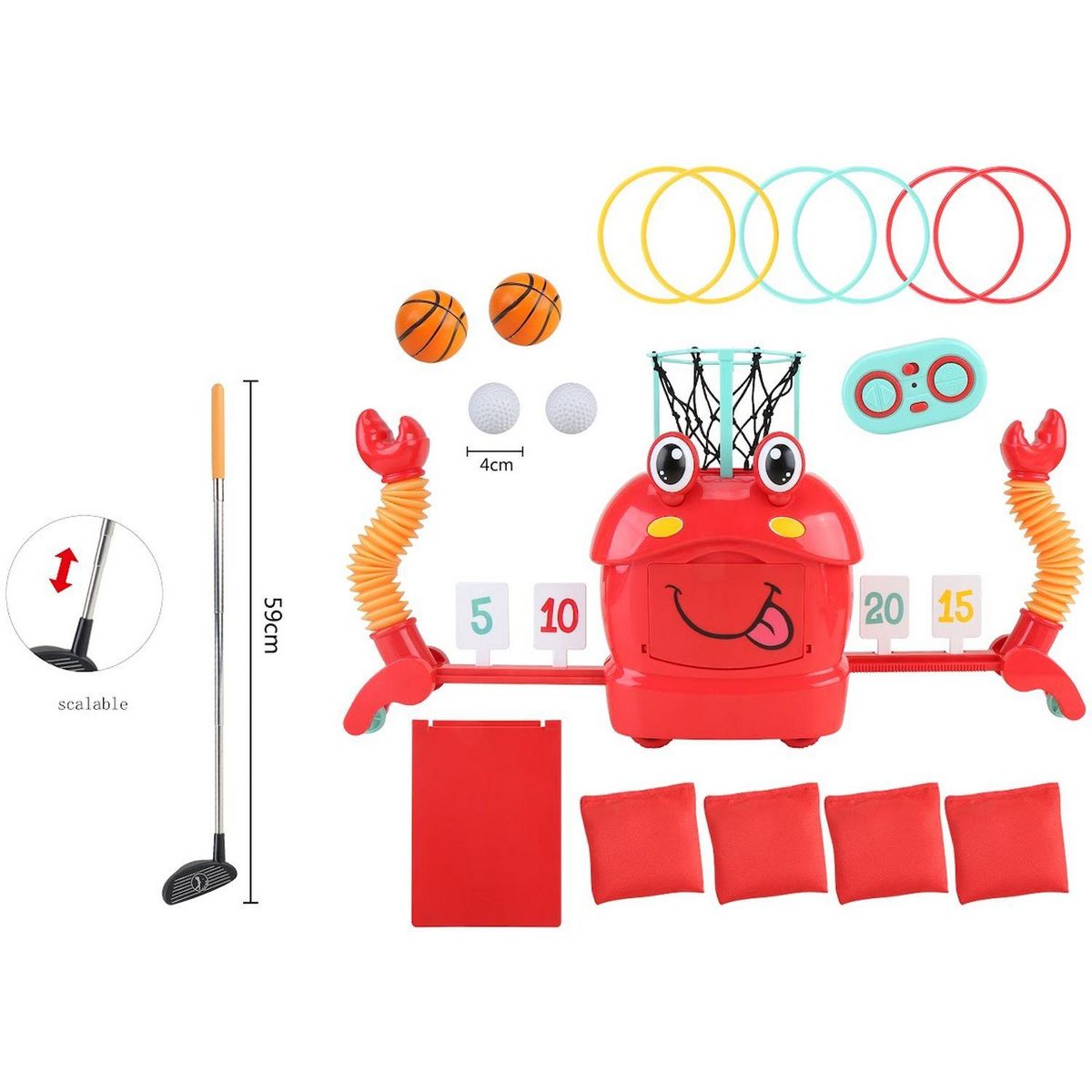 ONE TWO FUN Crabe Rigolo Multi jeux 4 en 1