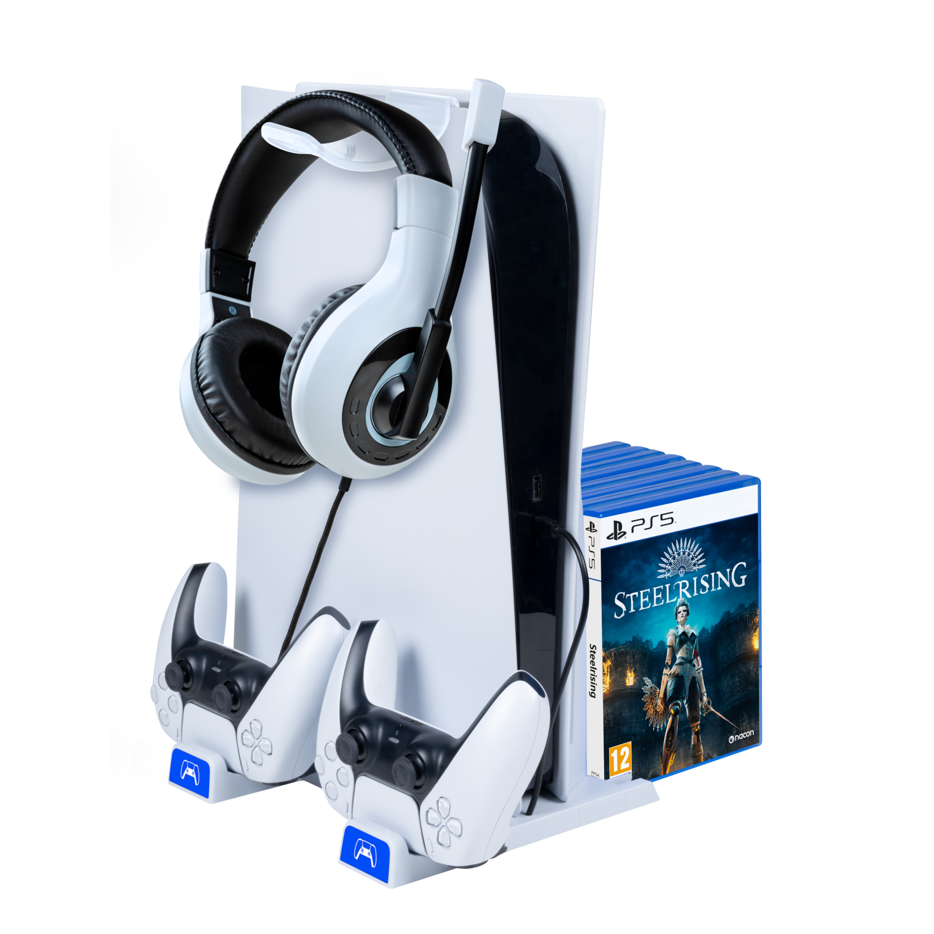 Voir la diapositive 3 : BIGBEN Base de charge pour manettes DualSense Blanc PS5
