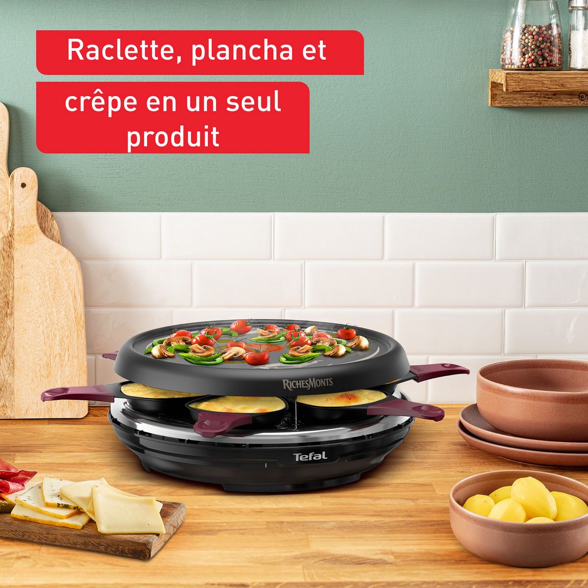 TEFAL Appareil à raclette RE12R810 - Noir