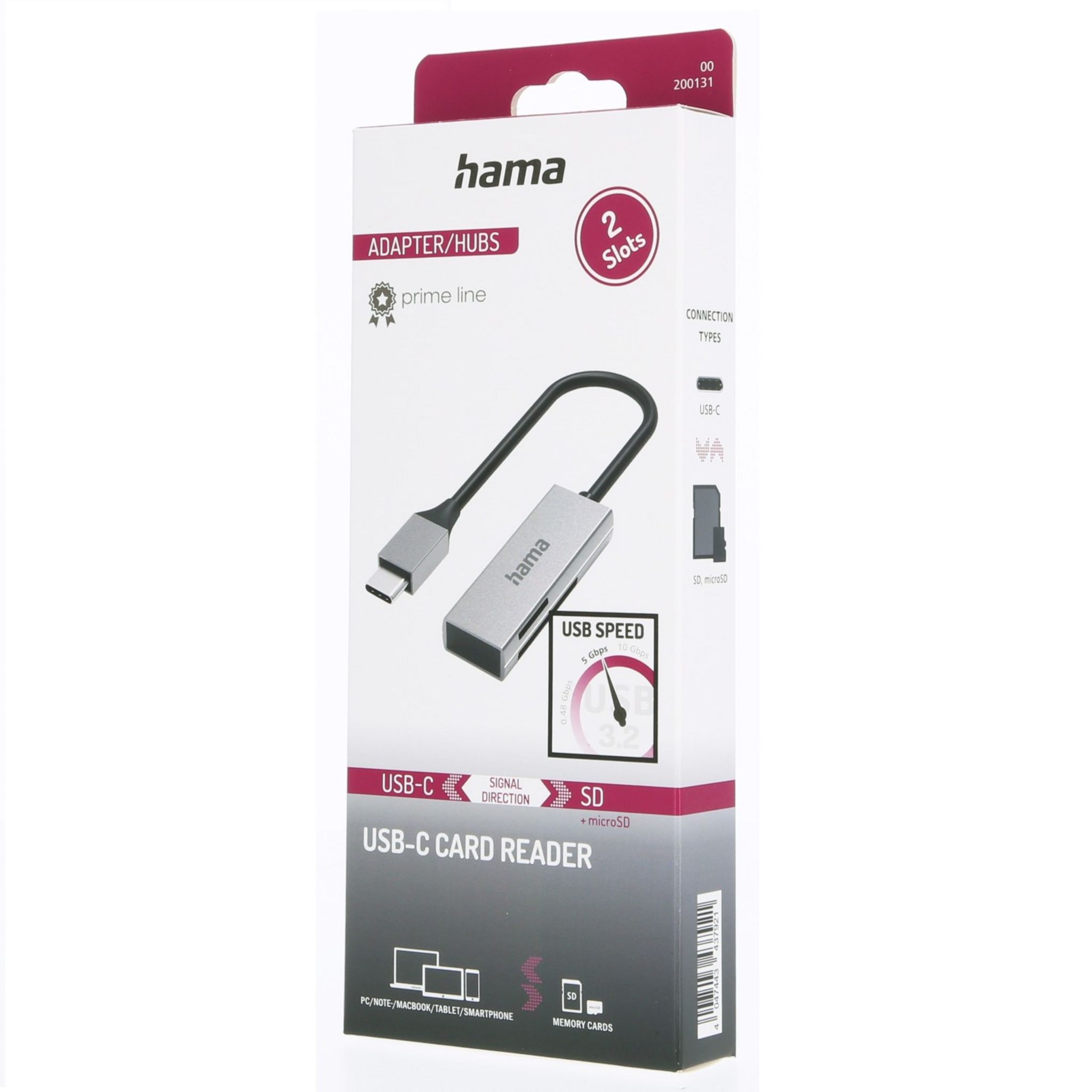 Voir la diapositive 2 : HAMA Lecteur de carte mémoire USB 3.2 Gen 1 (3.1 Gen 1) Type-C  Argent