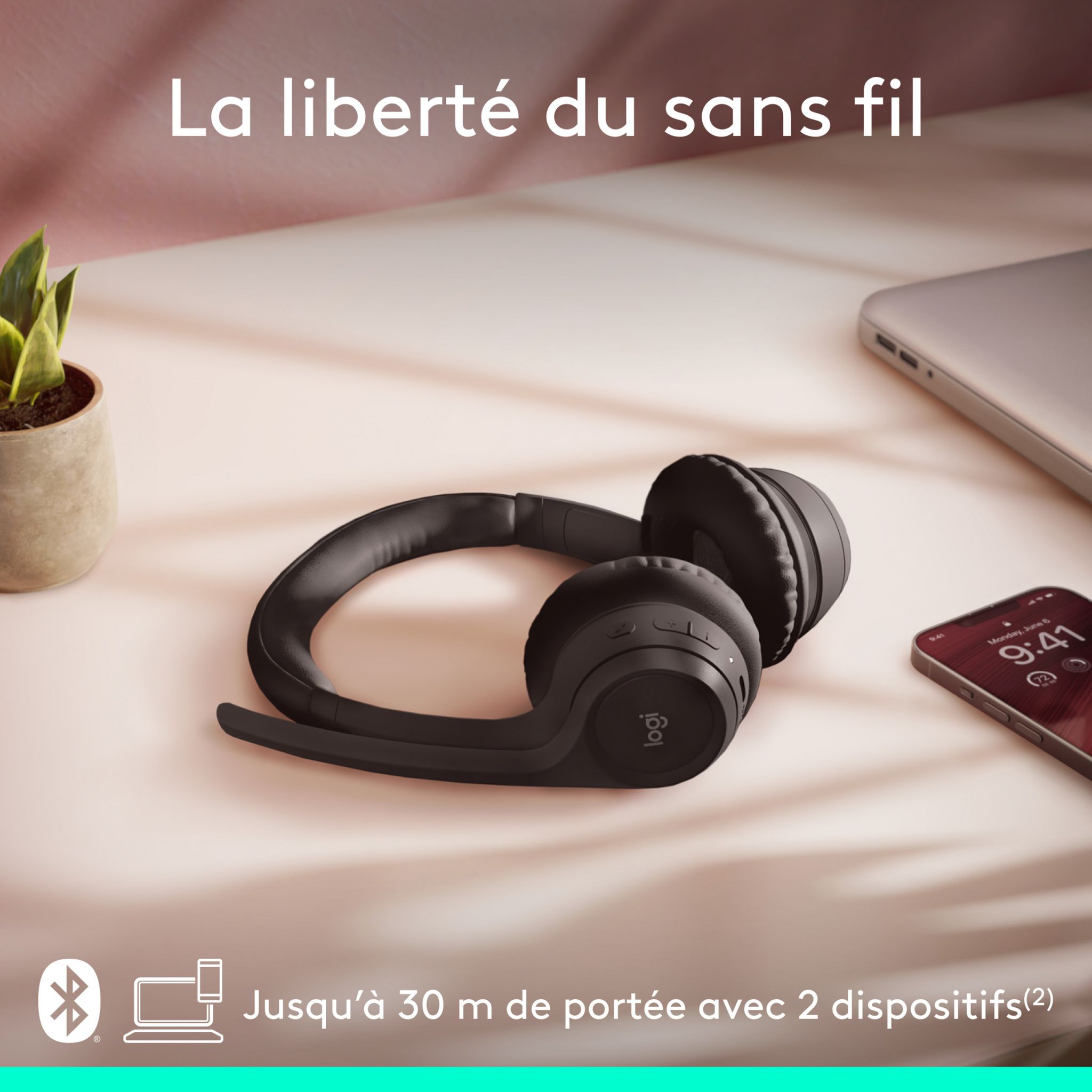 Voir la diapositive 4 : LOGITECH Casque PC sans fil Bluetooth  Zone 300 - Noir