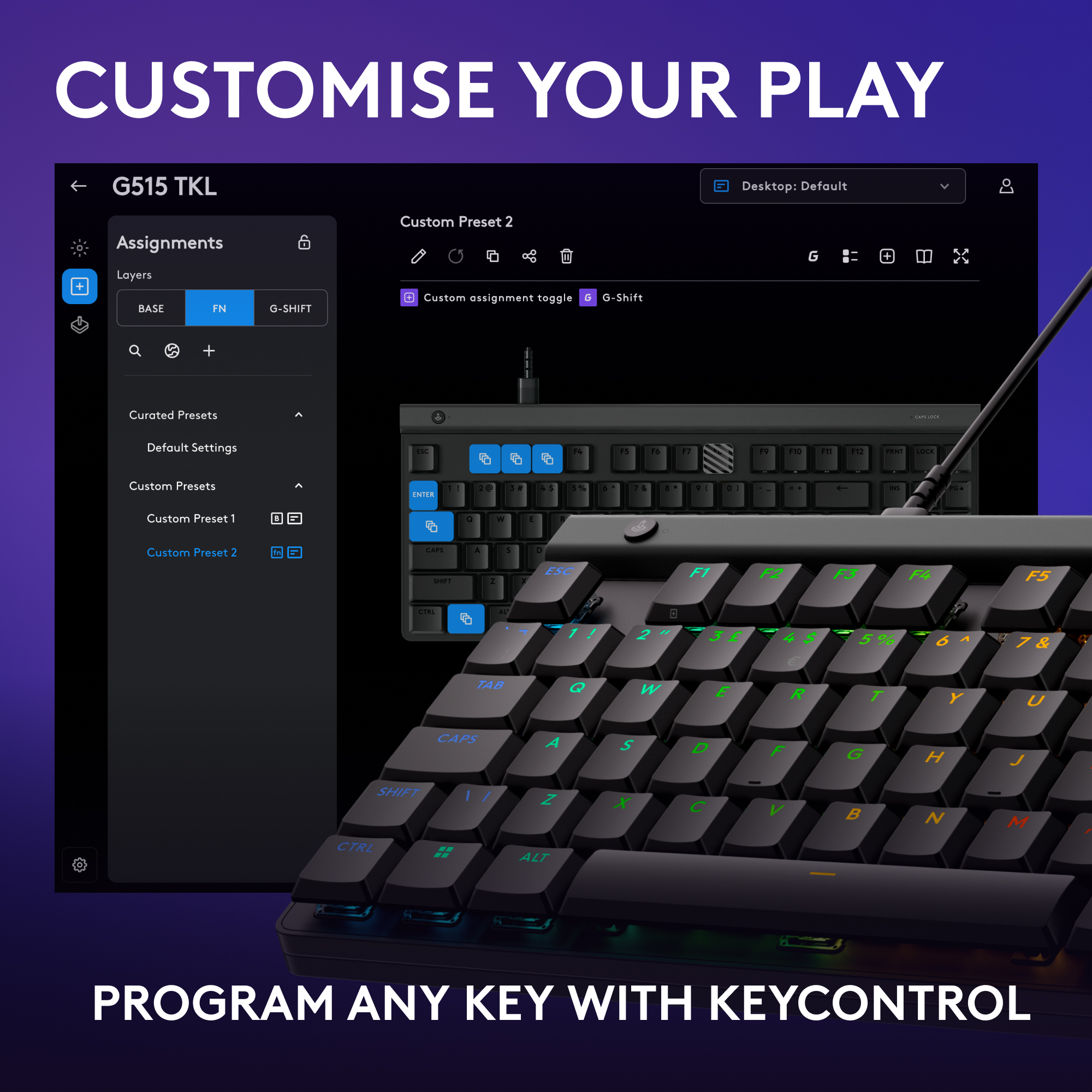 Voir la diapositive 5 : LOGITECH Clavier mécanique Azerty  G515 TKL - Noir