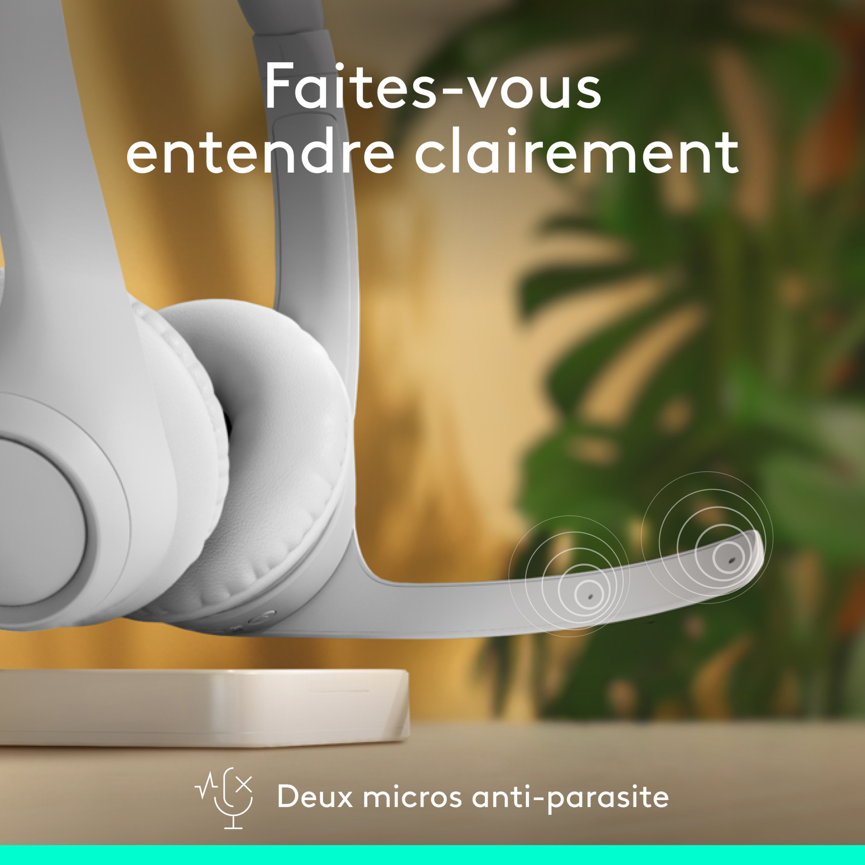 Voir la diapositive 2 : LOGITECH Casque PC Zone 300 Bluetooth sans fil avec microphone anti parasite - Blanc
