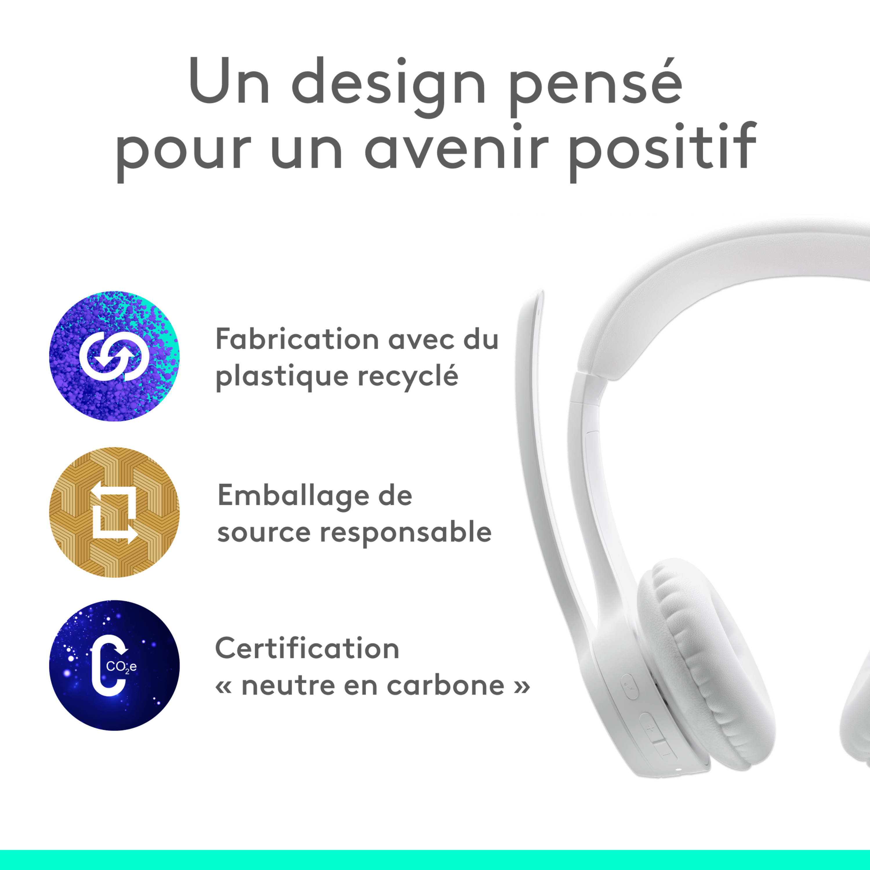 Voir la diapositive 7 : LOGITECH Casque PC Zone 300 Bluetooth sans fil avec microphone anti parasite - Blanc