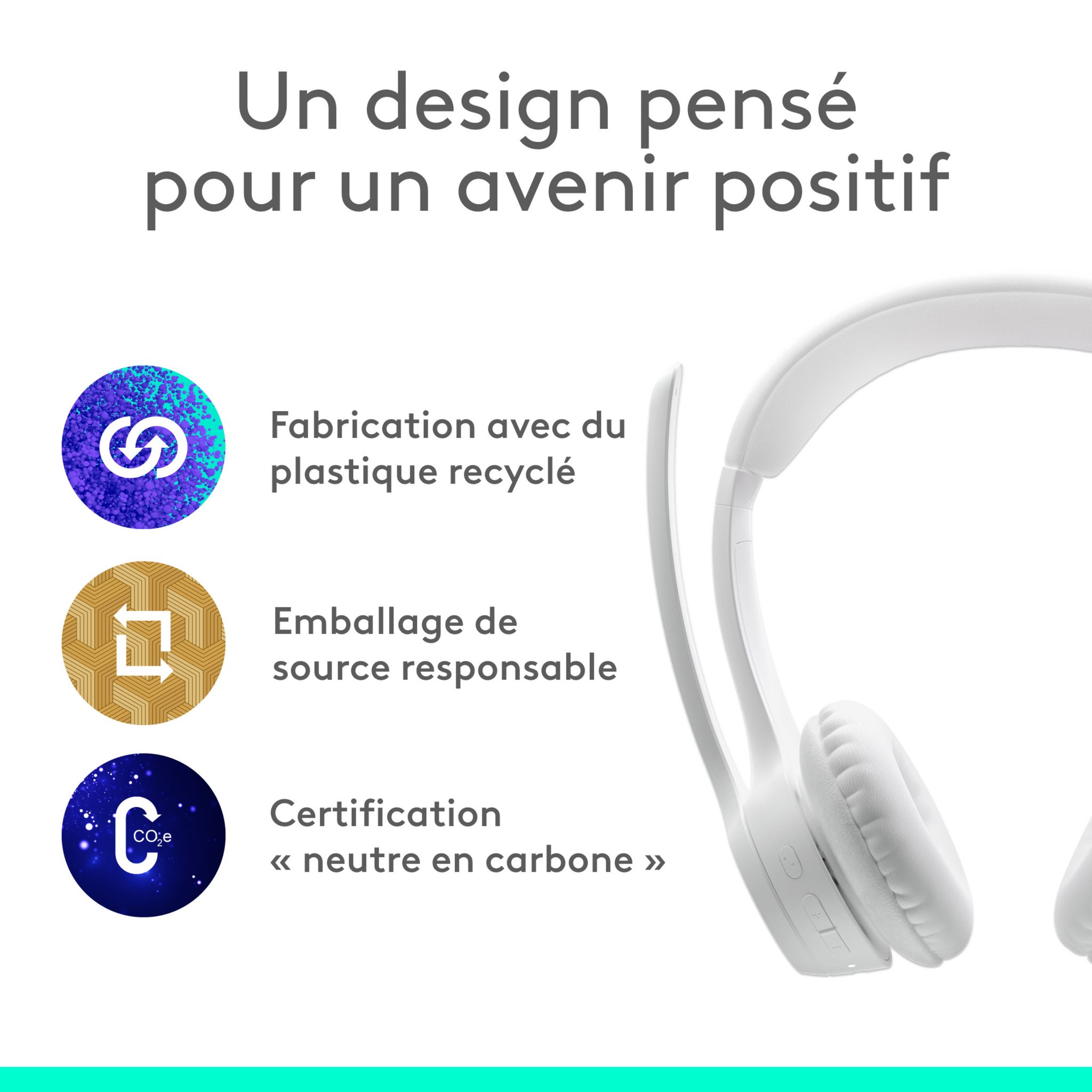 Voir la diapositive 7 : LOGITECH Casque PC Zone 300 Bluetooth sans fil avec microphone anti parasite - Blanc
