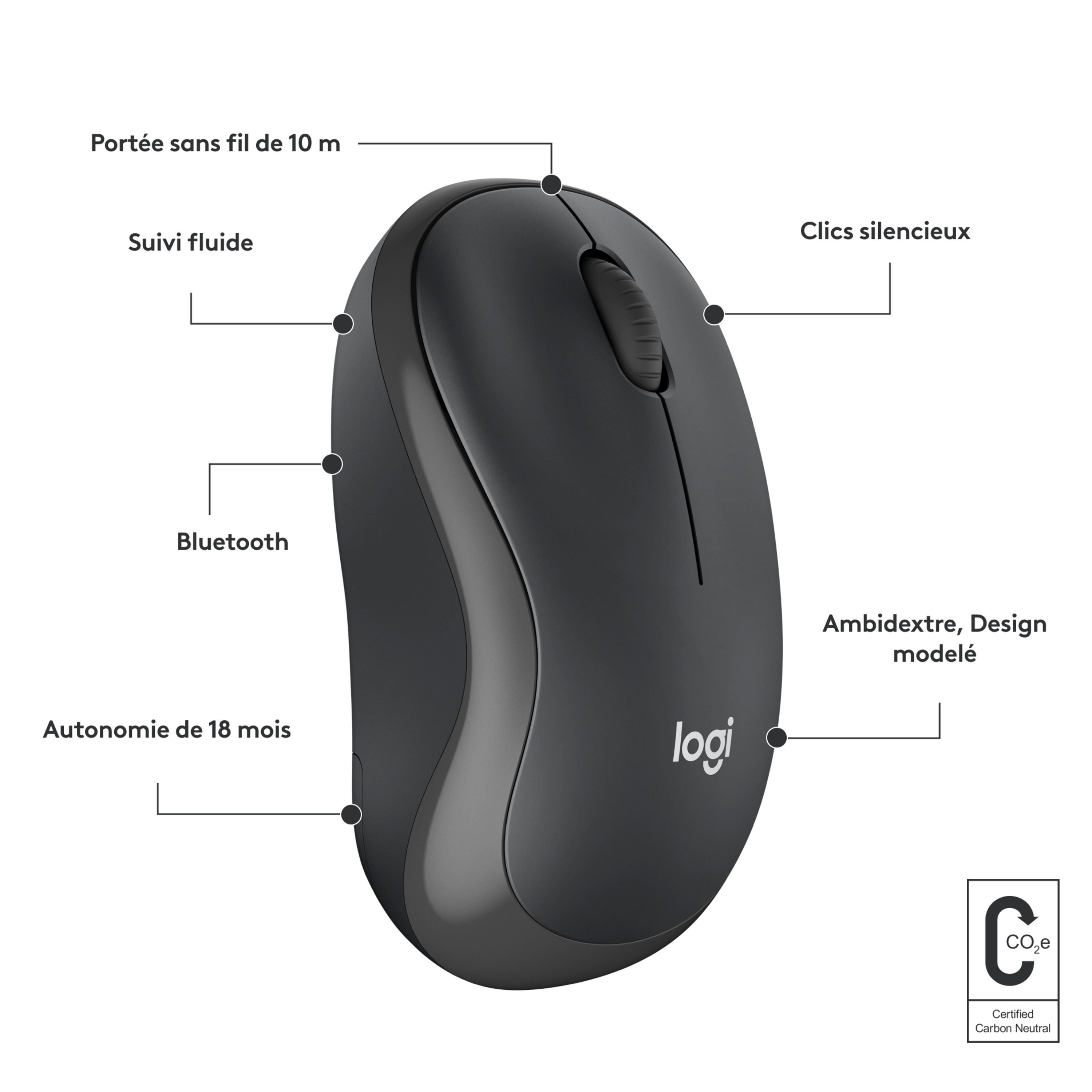 Voir la diapositive 7 : LOGITECH Souris sans fil Bluetooth M240 - Noir