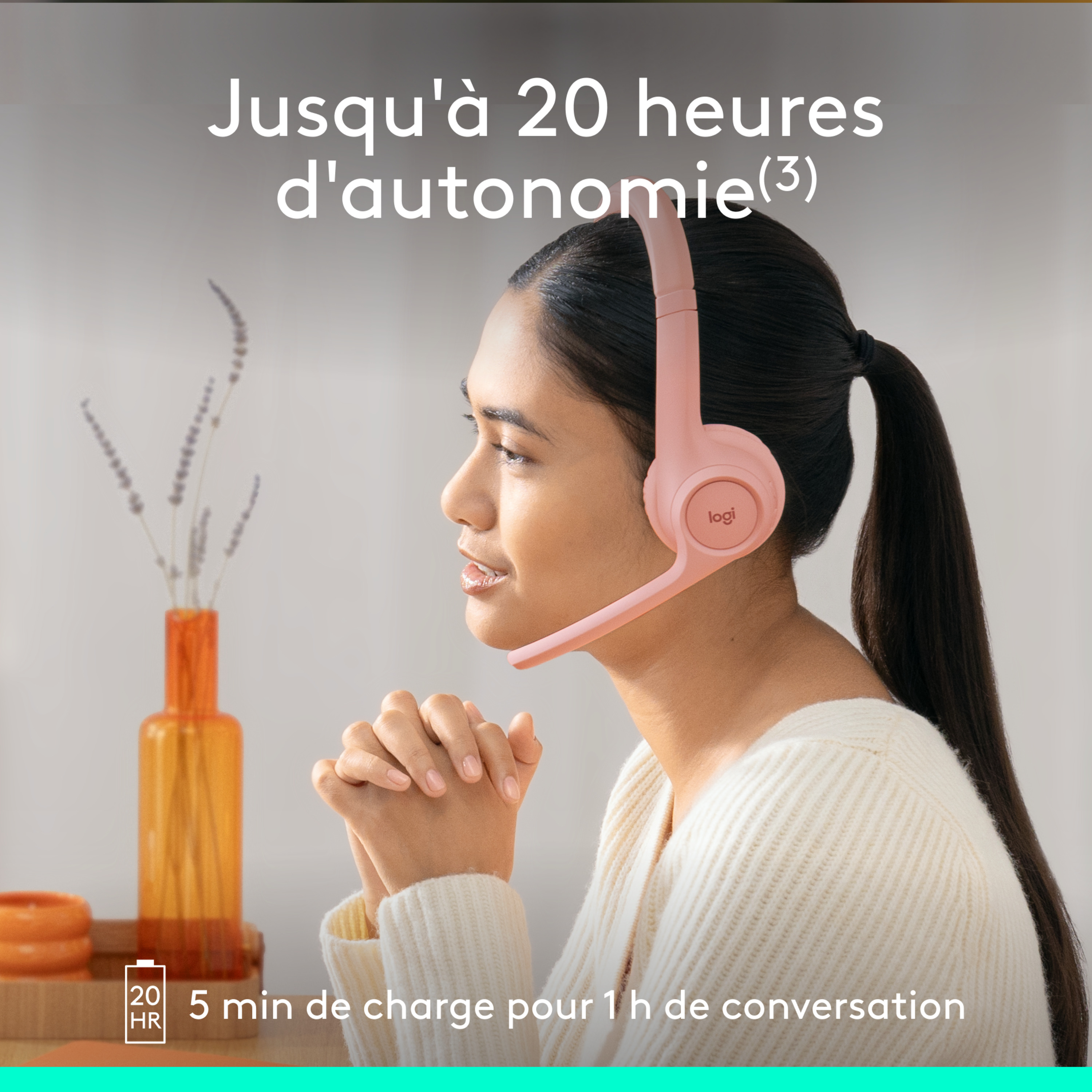 Voir la diapositive 5 : LOGITECH Casque PC sans fil Bluetooth Zone 300 - Rose
