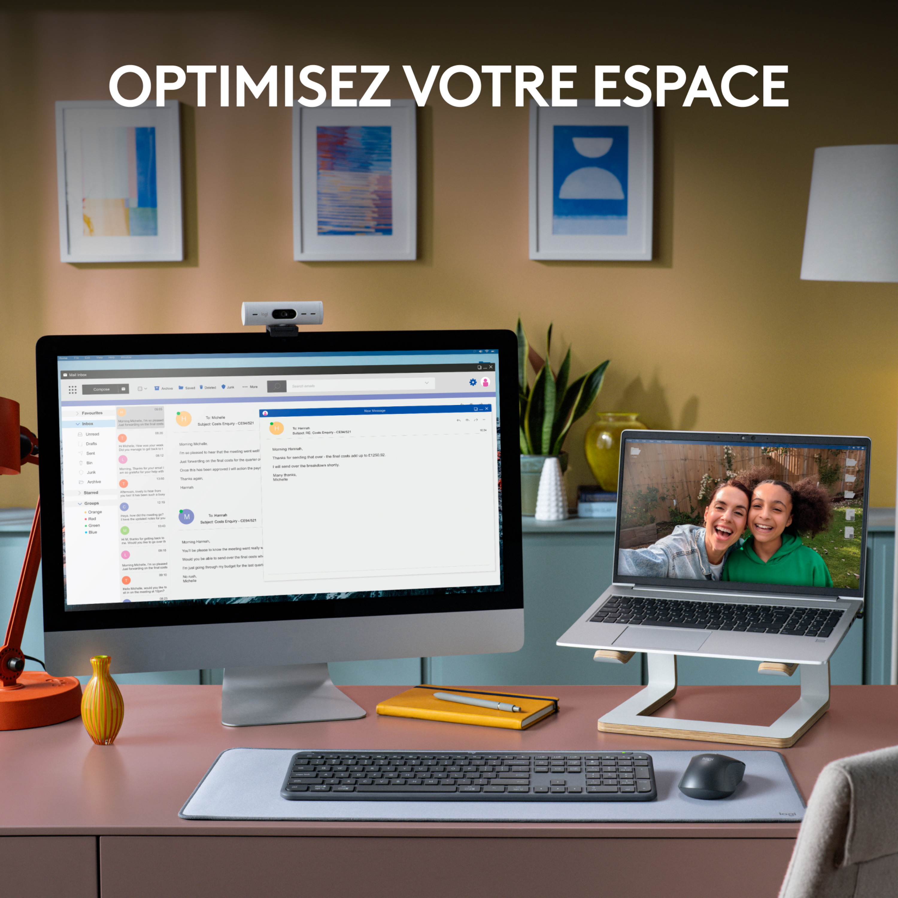 Voir la diapositive 5 : LOGITECH Ensemble clavier azerty et souris sans fil MK950 - Noir