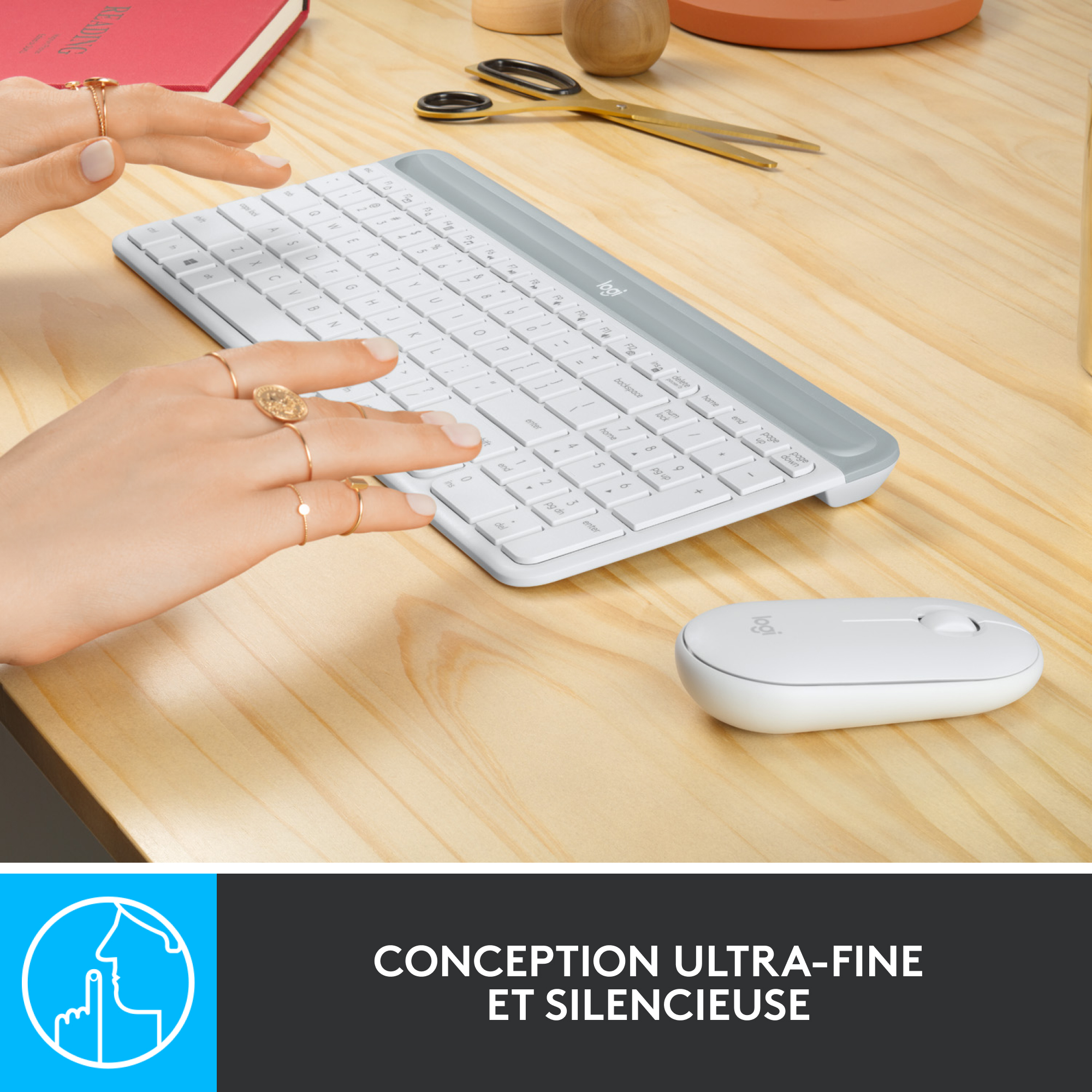 Voir la diapositive 3 : LOGITECH Ensemble clavier azerty et souris sans fil MK470 - Blanc