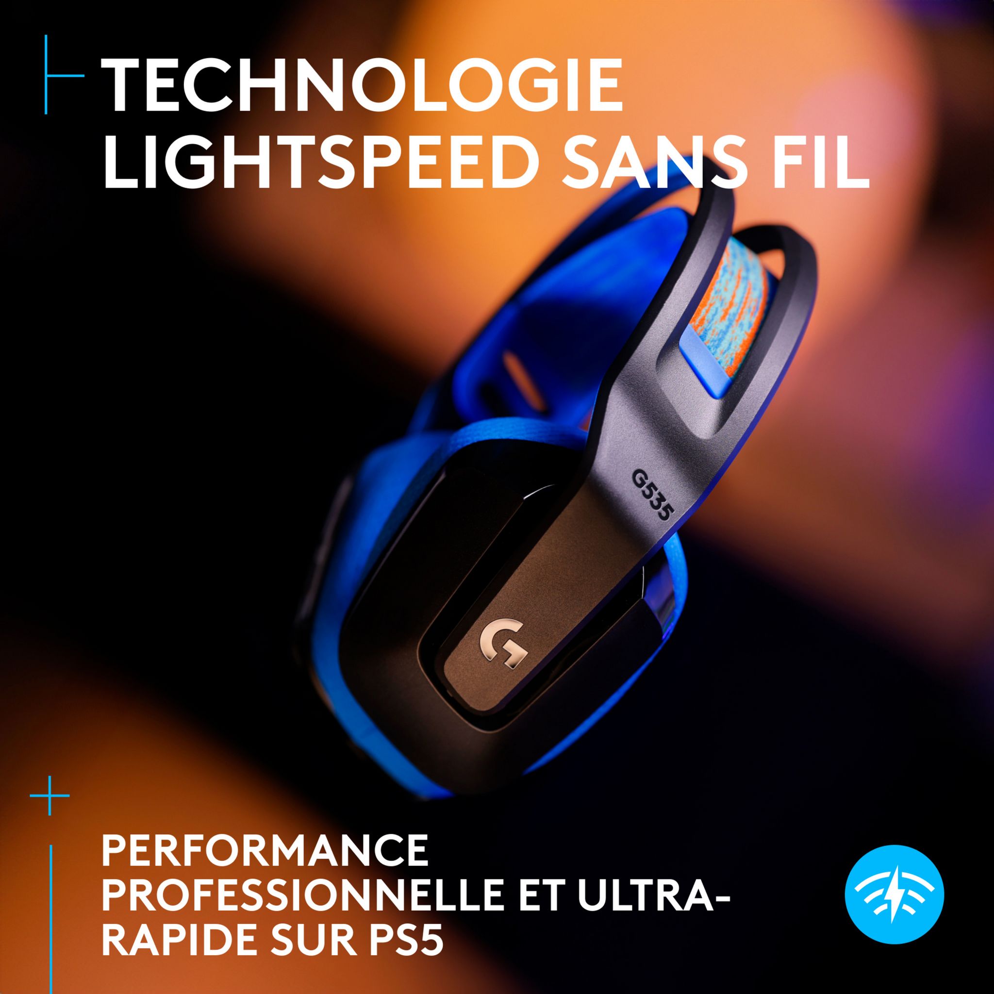 Voir la diapositive 2 : LOGITECH Casque Gaming sans fil G535 Lightspeed - Noir et Bleu