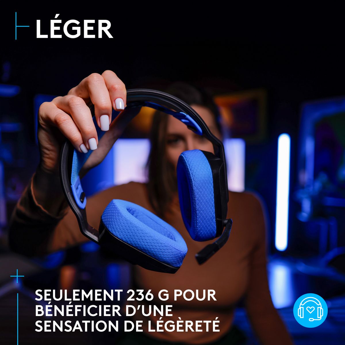 LOGITECH Casque Gaming sans fil G535 Lightspeed - Noir et Bleu