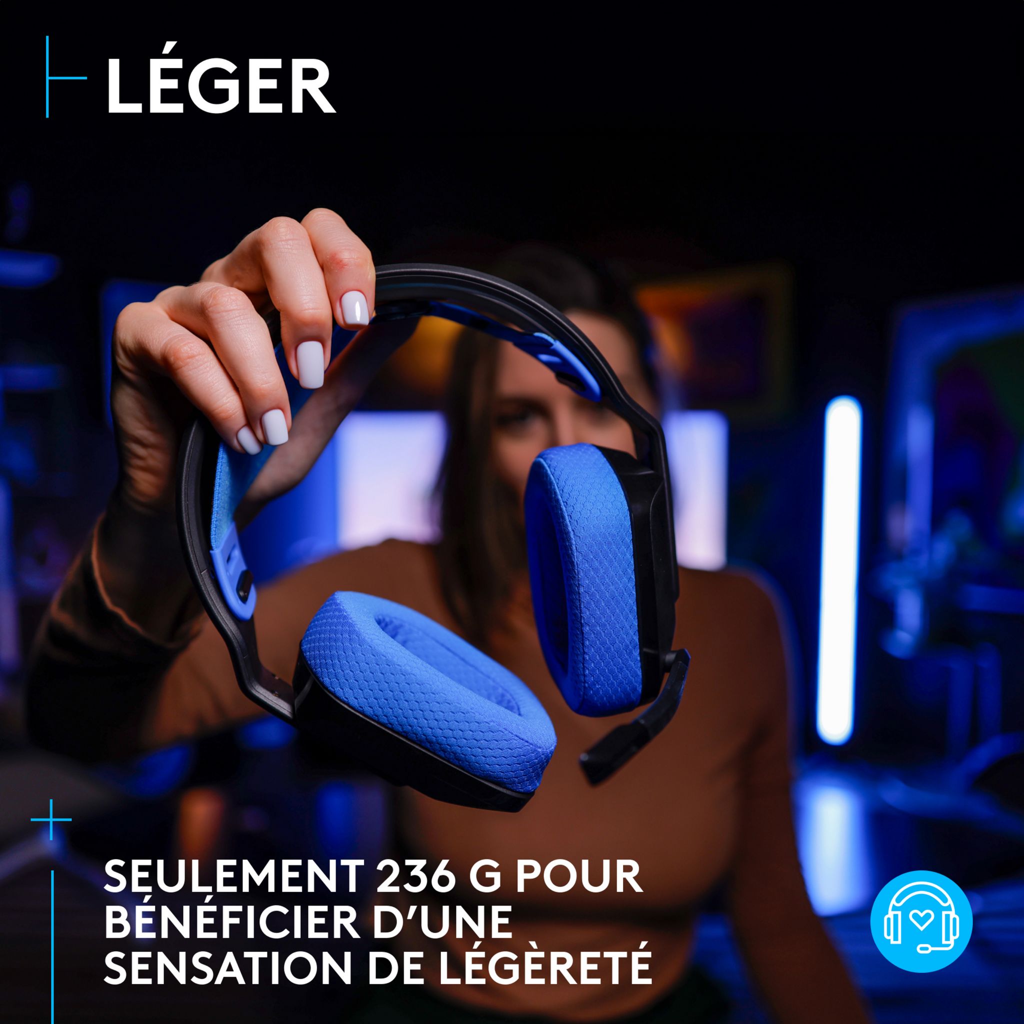 Voir la diapositive 4 : LOGITECH Casque Gaming sans fil G535 Lightspeed - Noir et Bleu