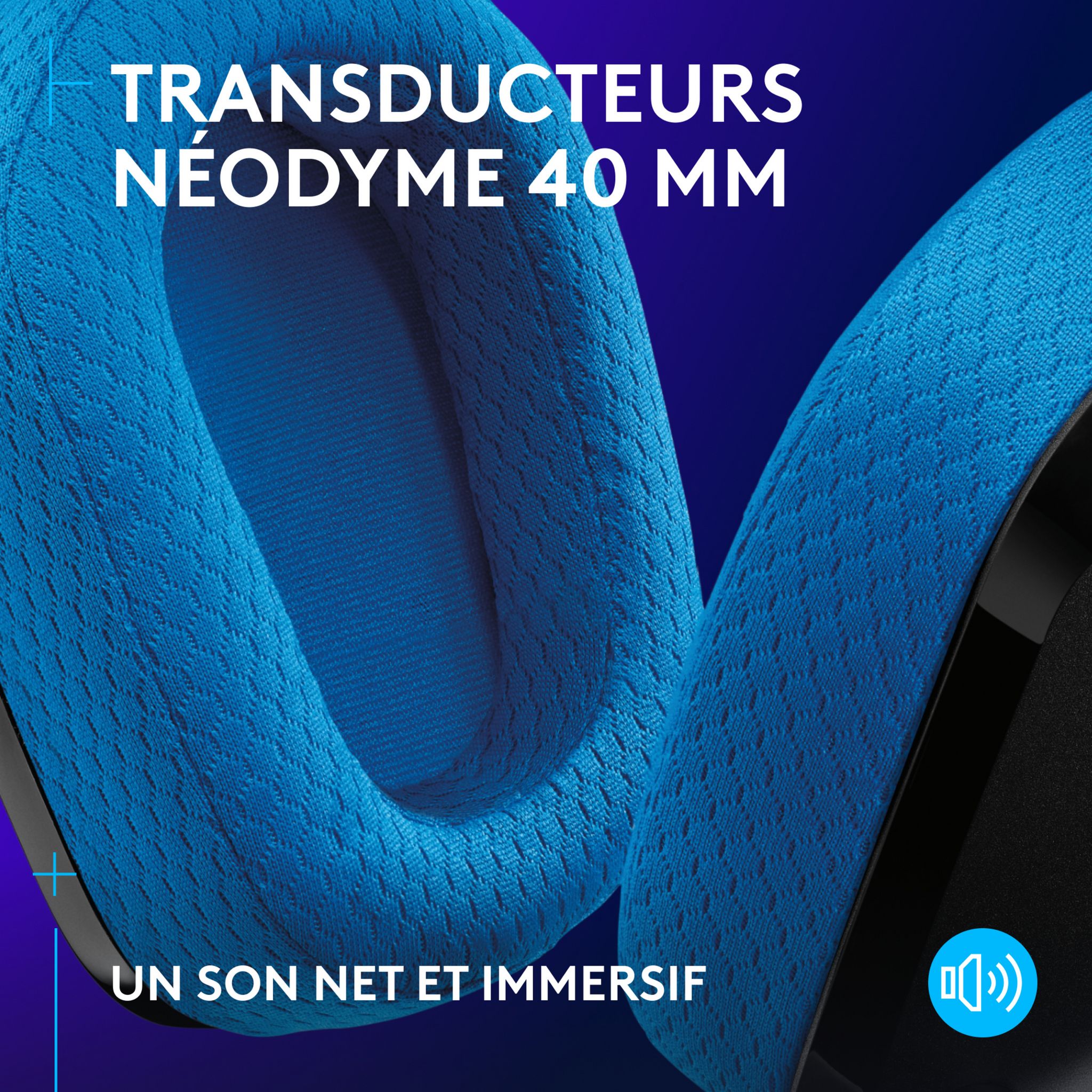 Voir la diapositive 5 : LOGITECH Casque Gaming sans fil G535 Lightspeed - Noir et Bleu