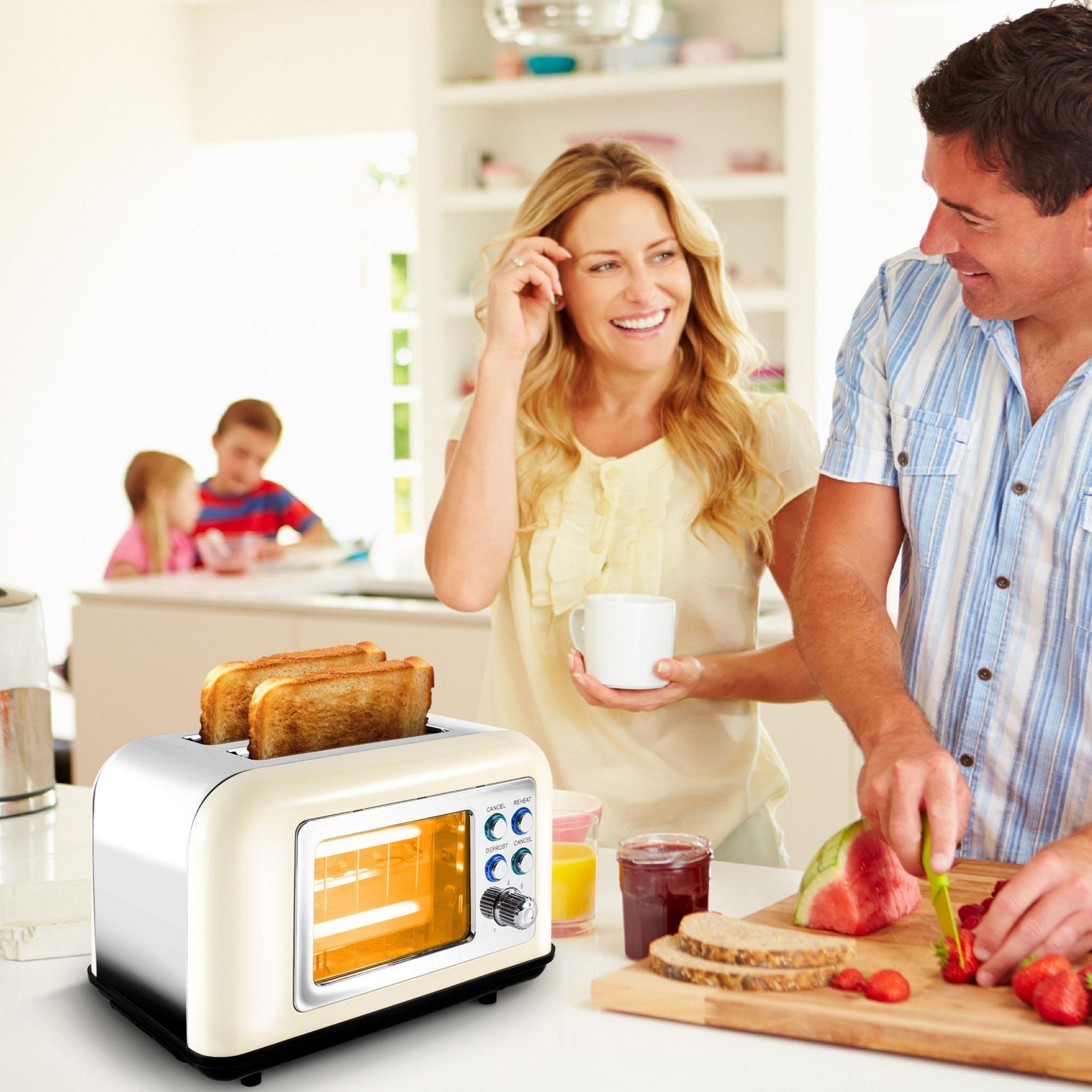 Voir la diapositive 7 : KITCHENCOOK Grille pain TOASTEO GLASS - Beige