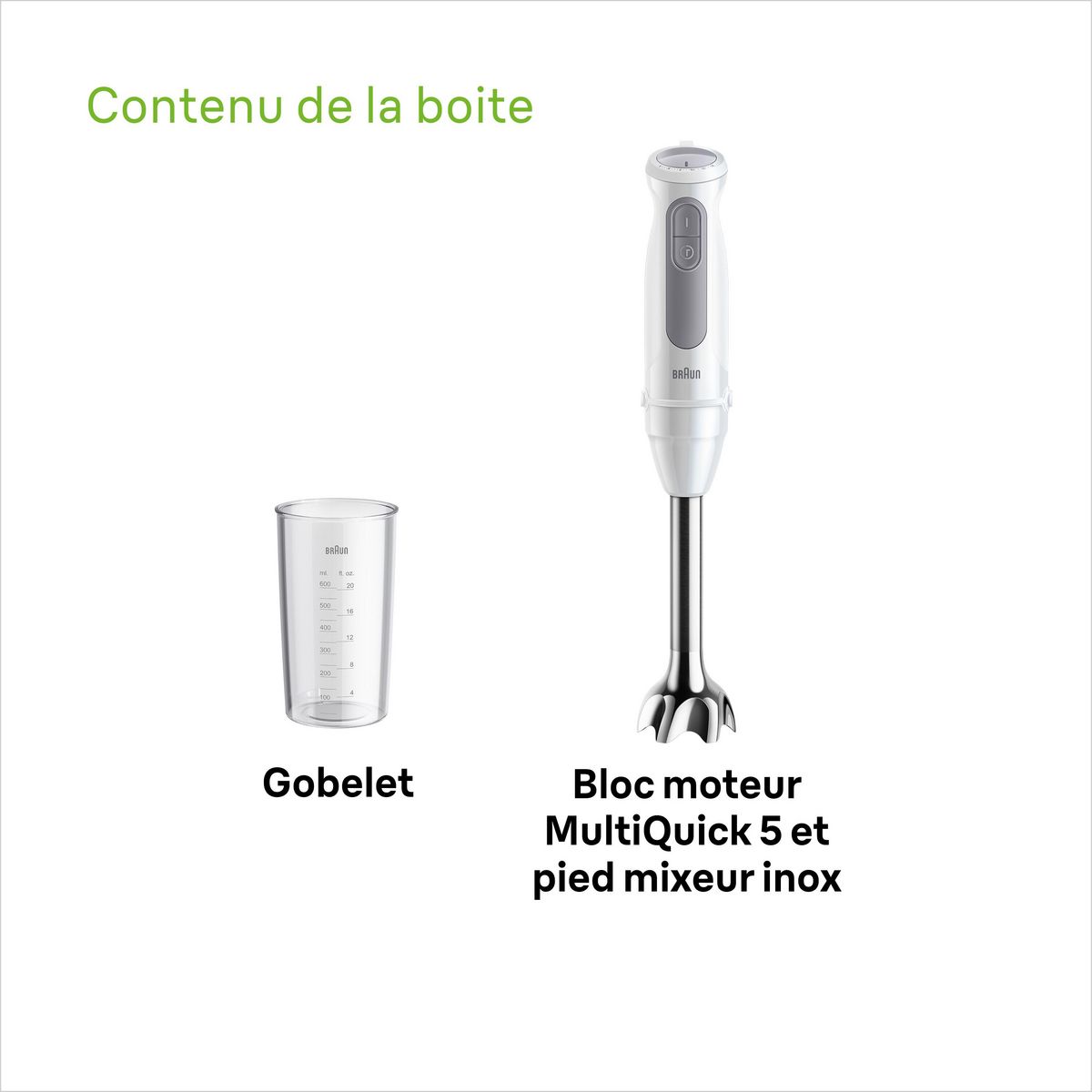 BRAUN Mixeur plongeant MQ50001M - Blanc