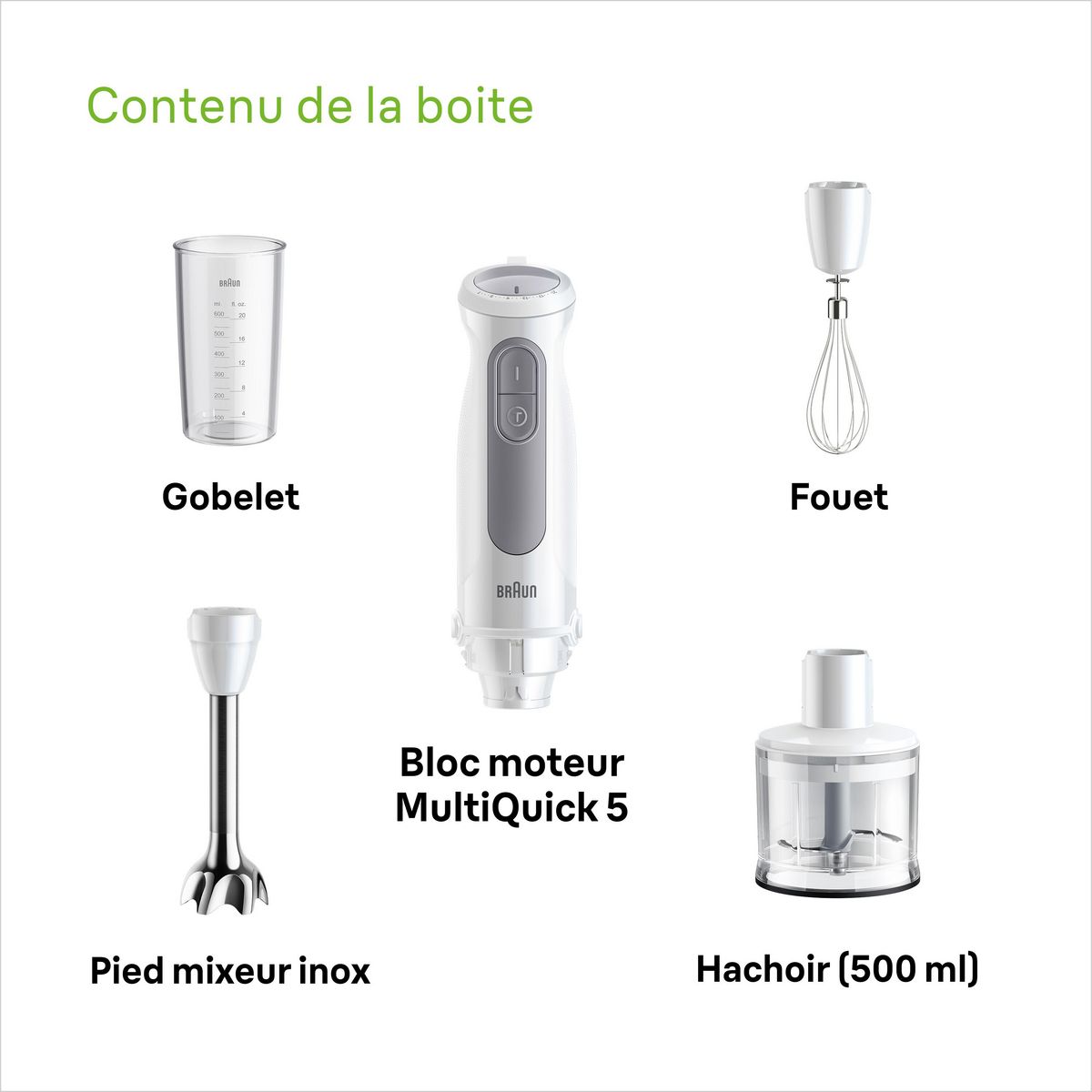 BRAUN Mixeur plongeant MQ50236M - Blanc