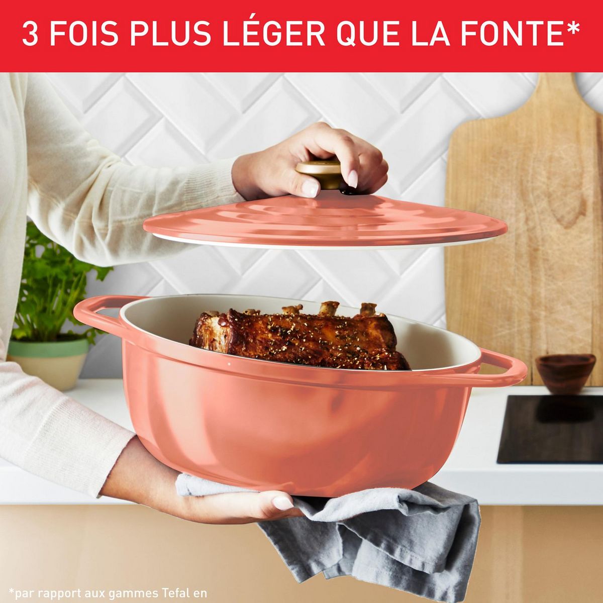 TEFAL Cocotte Ovale 30x23cm TFI Air Soft Light TEF - Terracotta