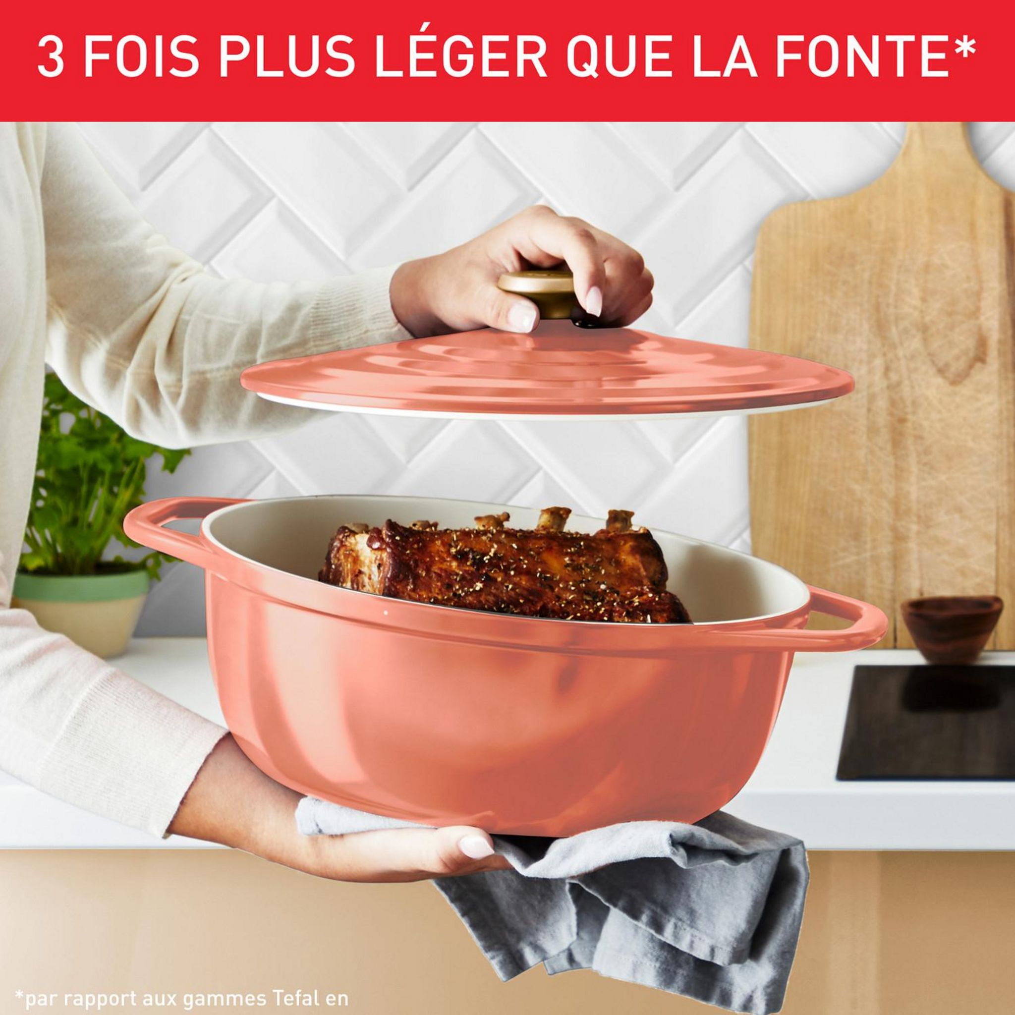 Voir la diapositive 2 : TEFAL Cocotte Ovale 30x23cm TFI Air Soft Light TEF - Terracotta