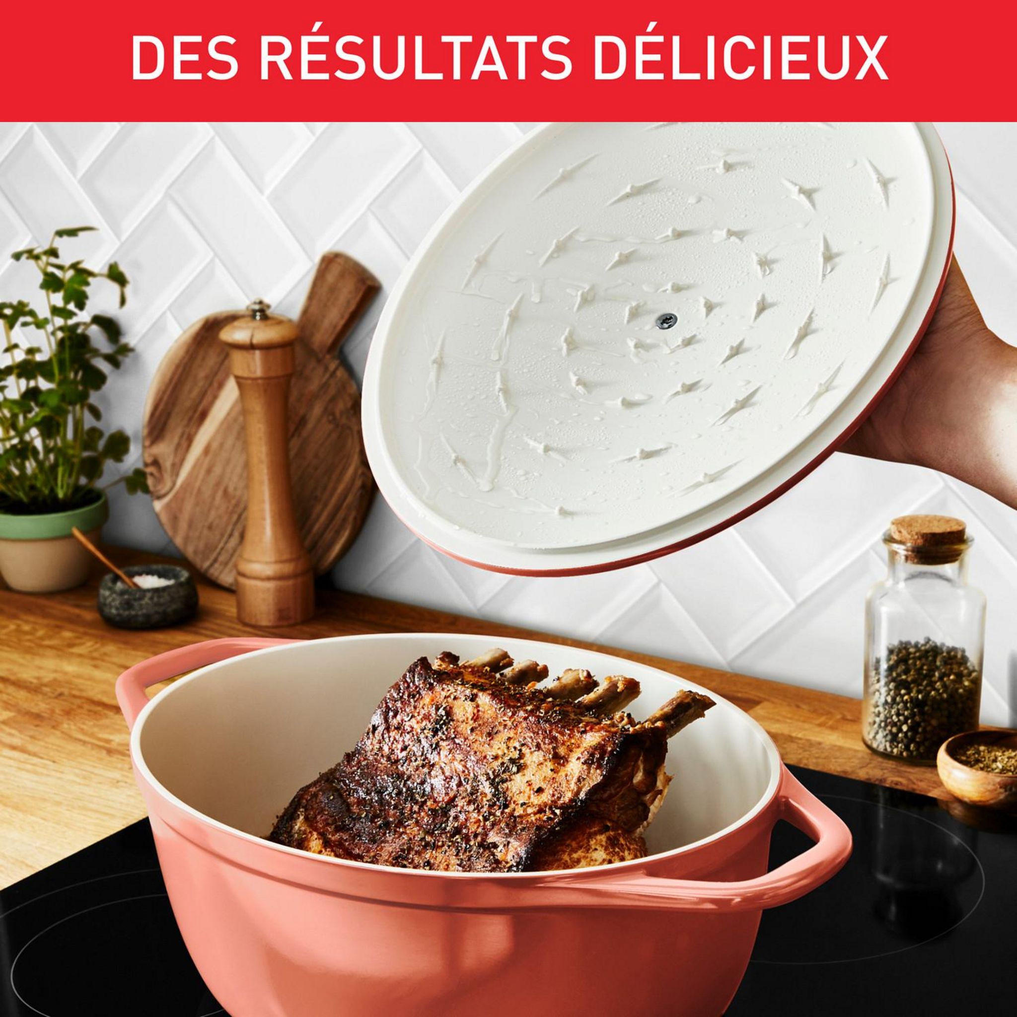Voir la diapositive 4 : TEFAL Cocotte Ovale 30x23cm TFI Air Soft Light TEF - Terracotta