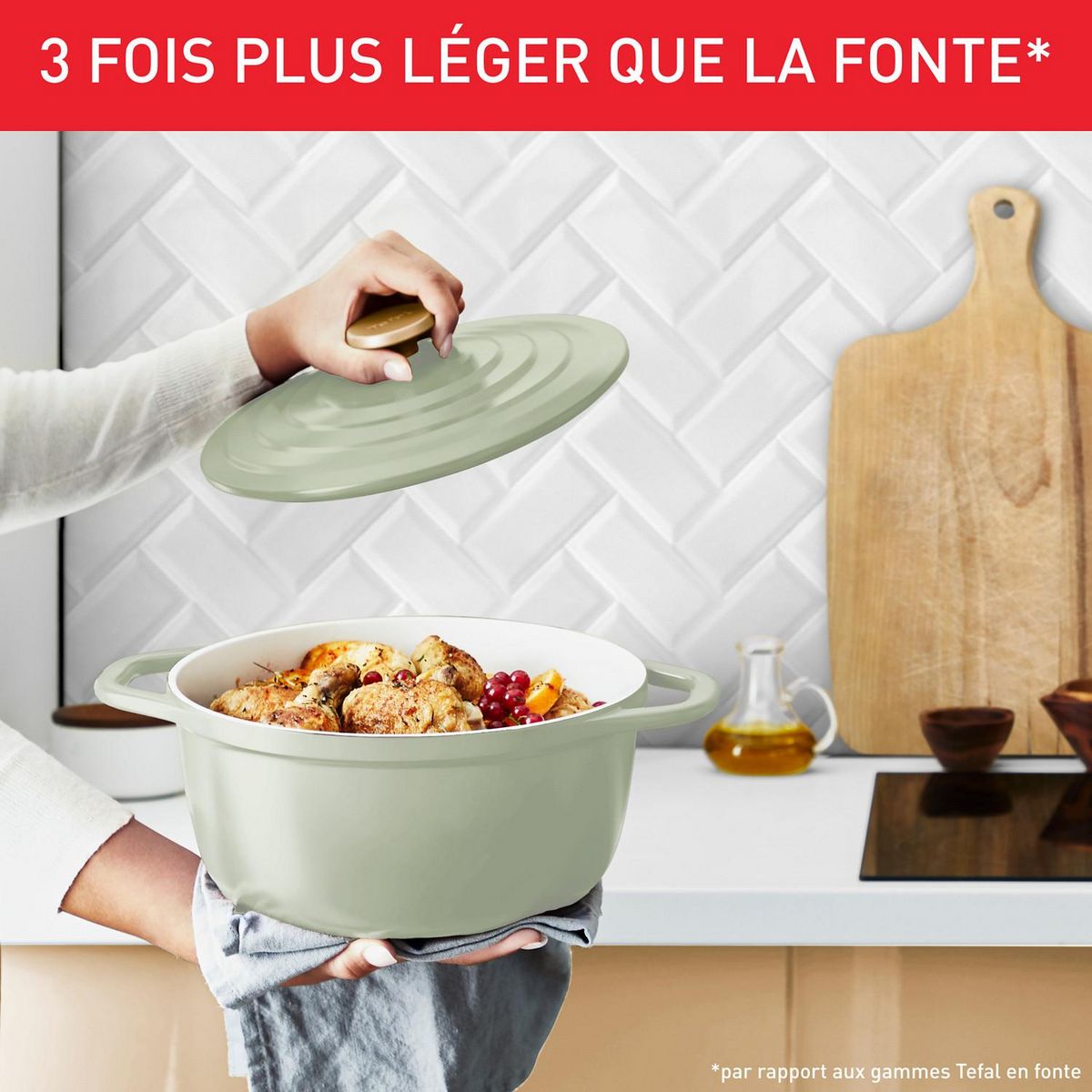 TEFAL Cocotte Ronde 24cm TFI Air Soft Light - Vert
