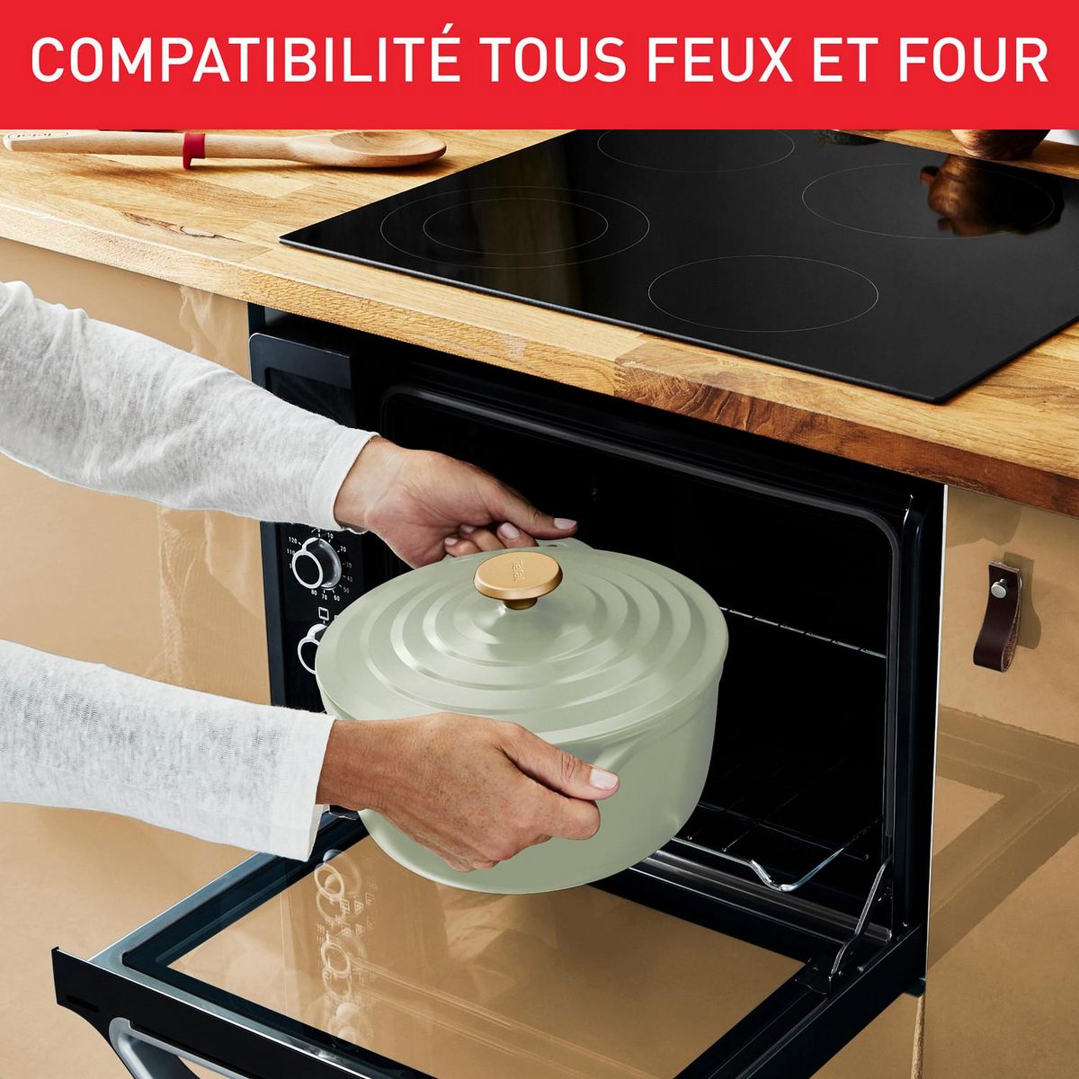 TEFAL Cocotte Ronde 24cm TFI Air Soft Light - Vert