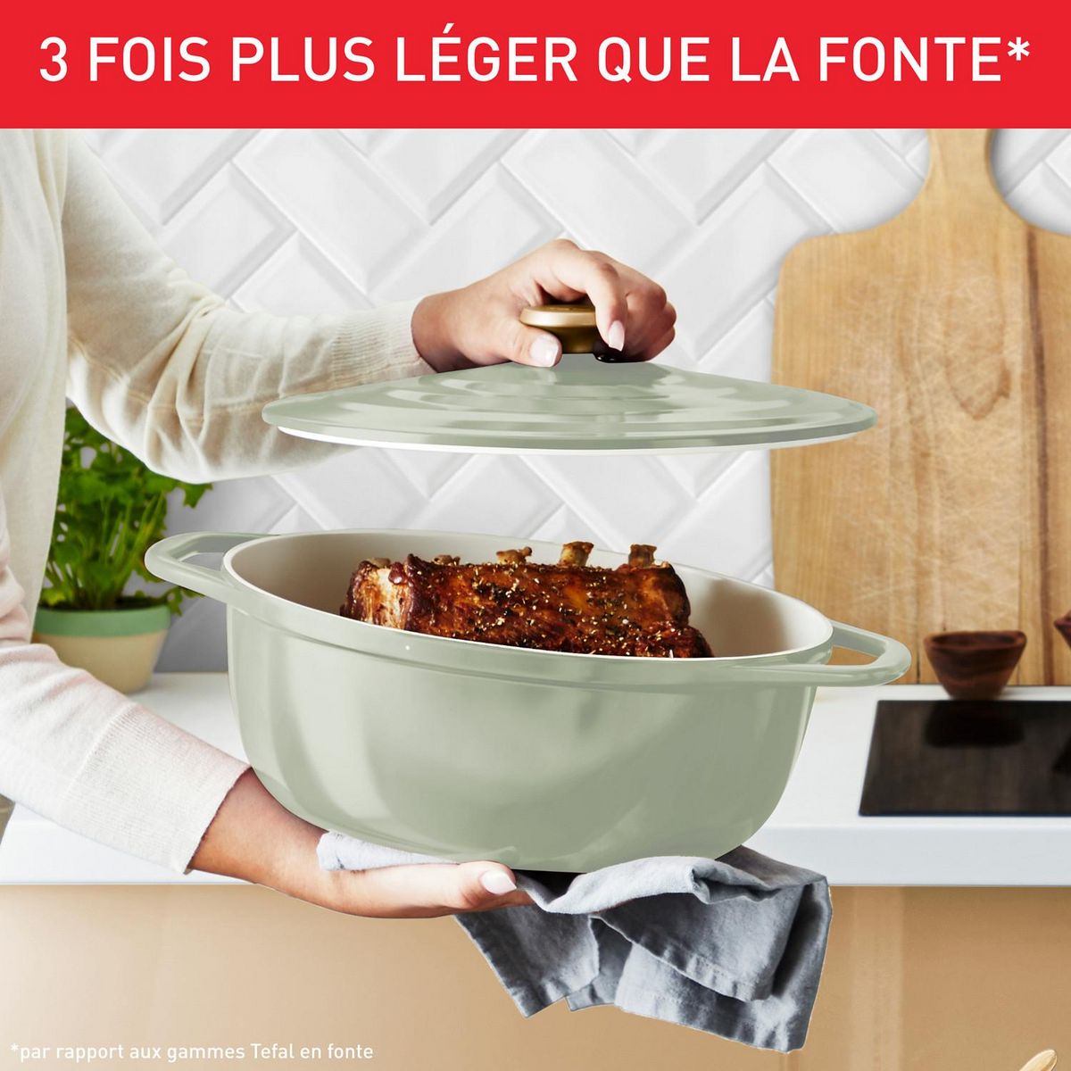 TEFAL Cocotte Ovale 30x23cm TFI Air Soft Light - Vert