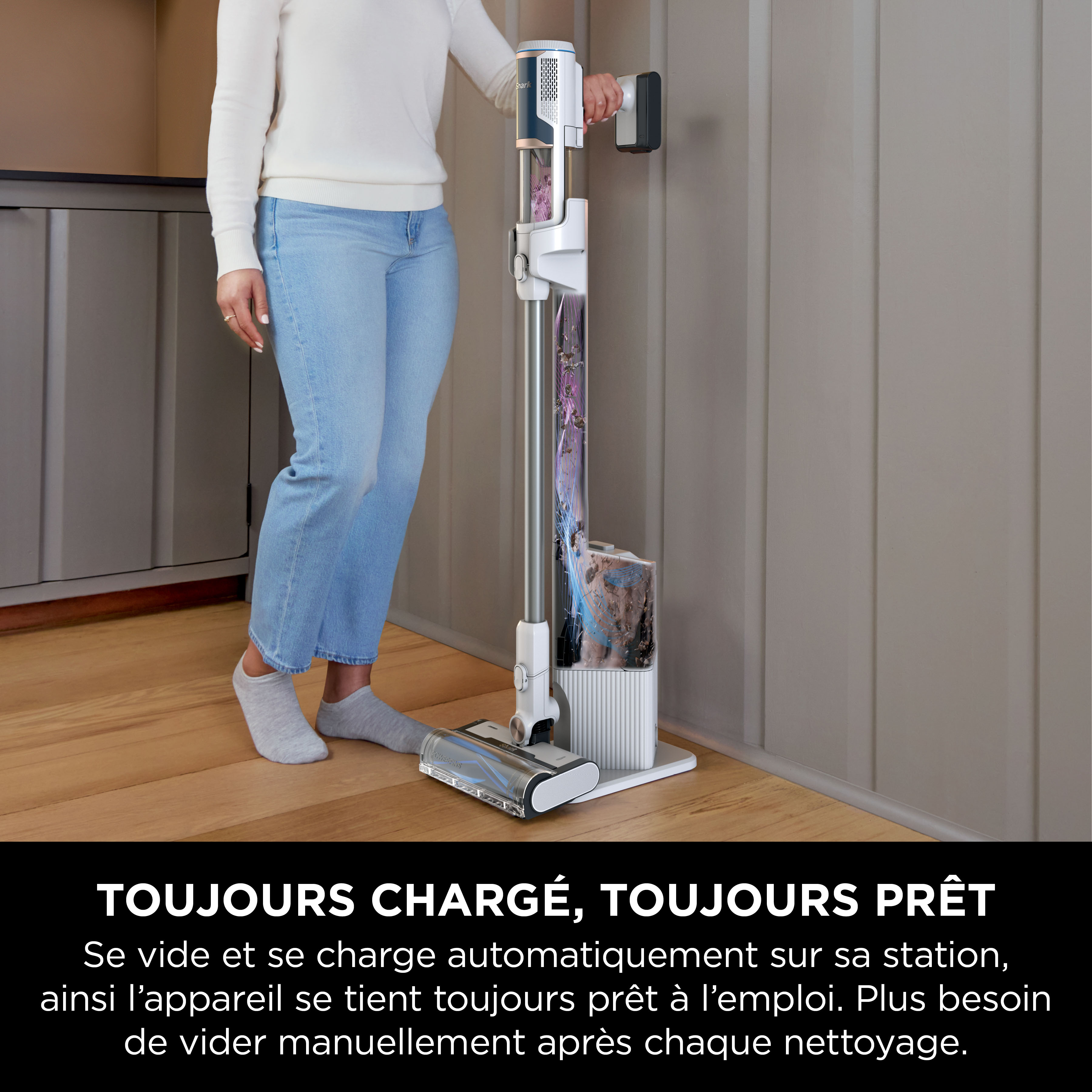 Voir la diapositive 3 : SHARK Aspirateur balai BU3521EU - Blanc