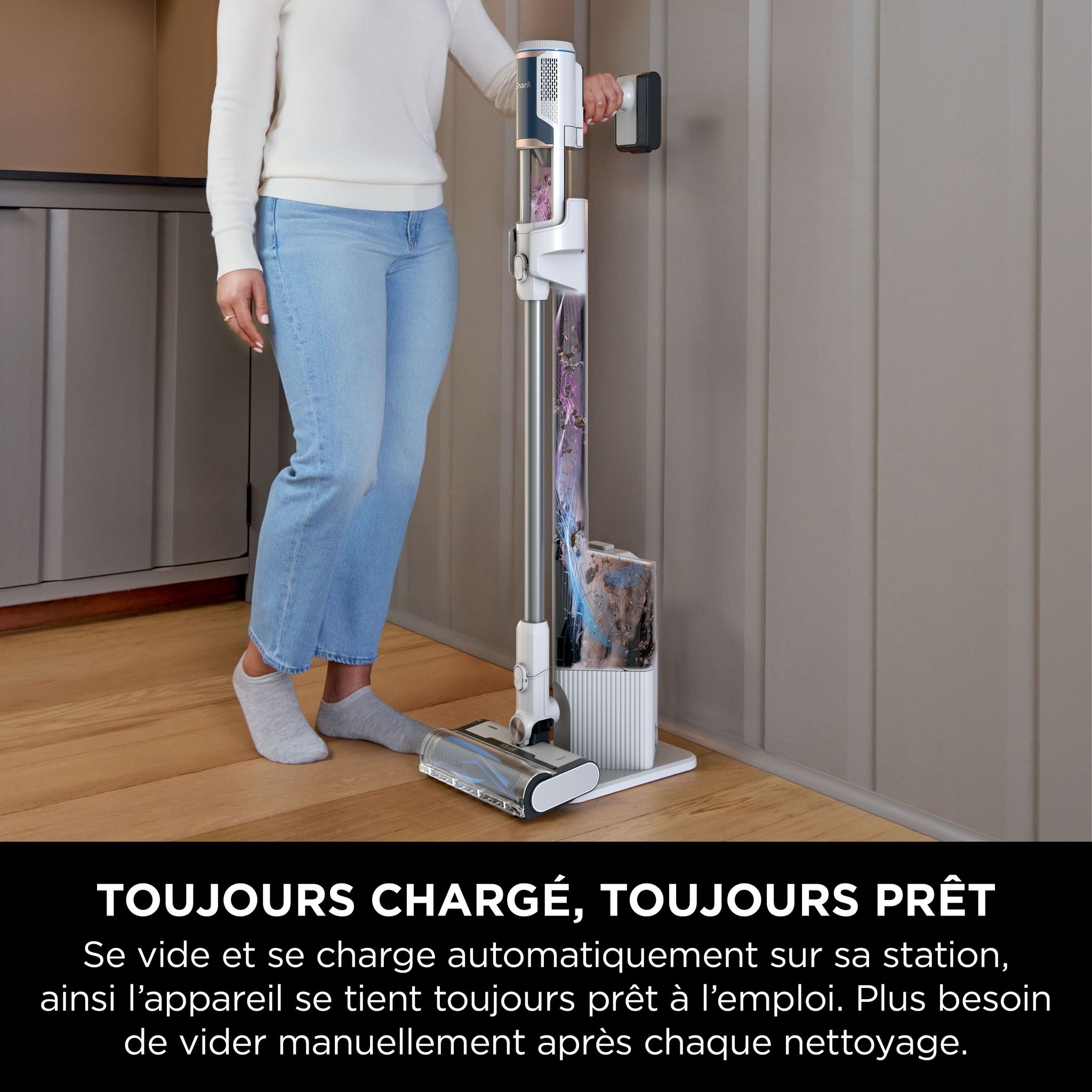 Voir la diapositive 3 : SHARK Aspirateur balai BU3521EU - Blanc