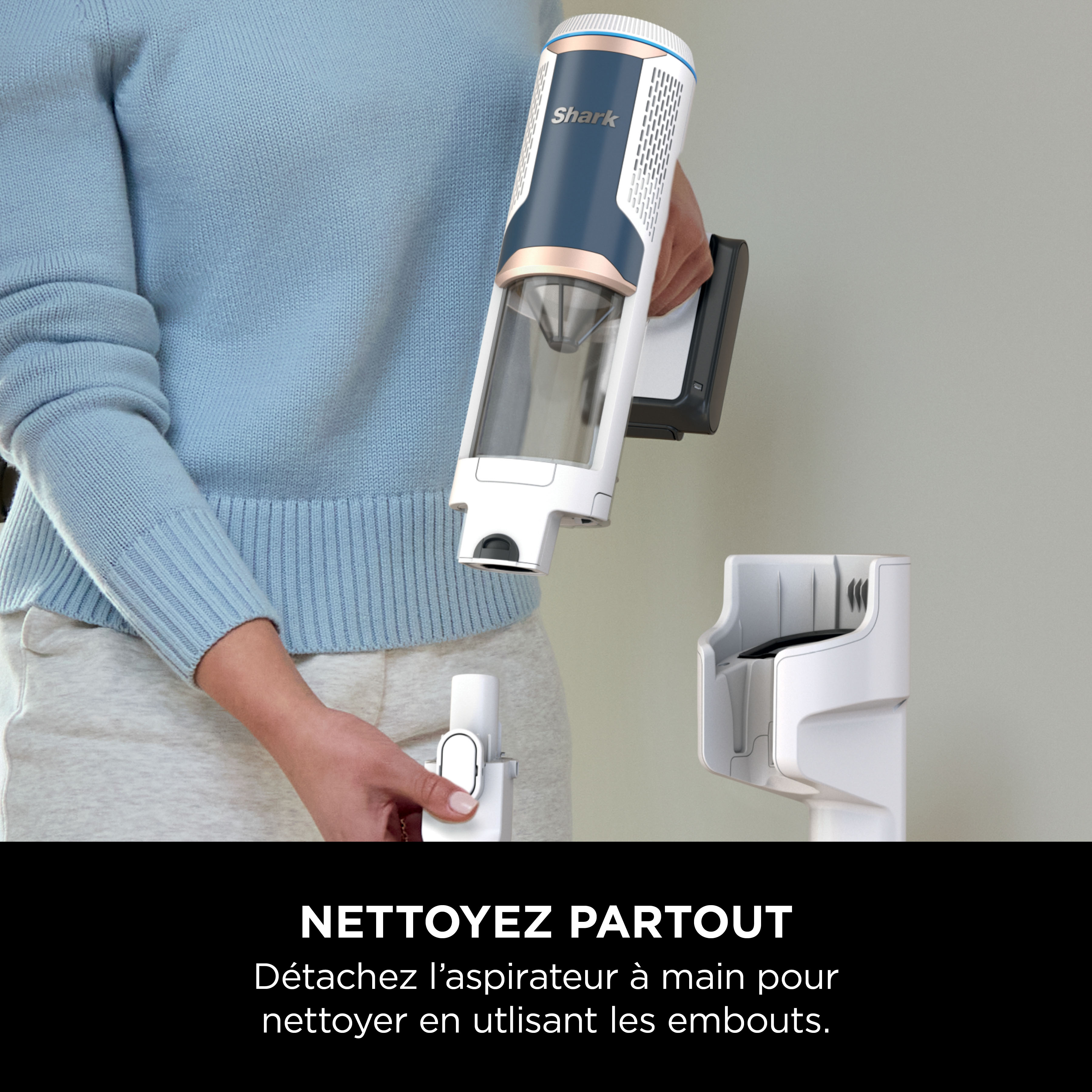 Voir la diapositive 6 : SHARK Aspirateur balai BU3521EU - Blanc