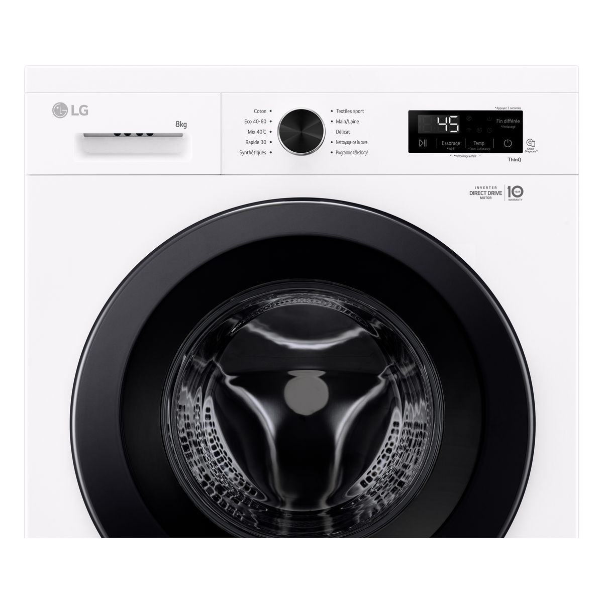 LG Lave linge hublot à induction F84B15WHS, 8 kg, 1400 T/min, A